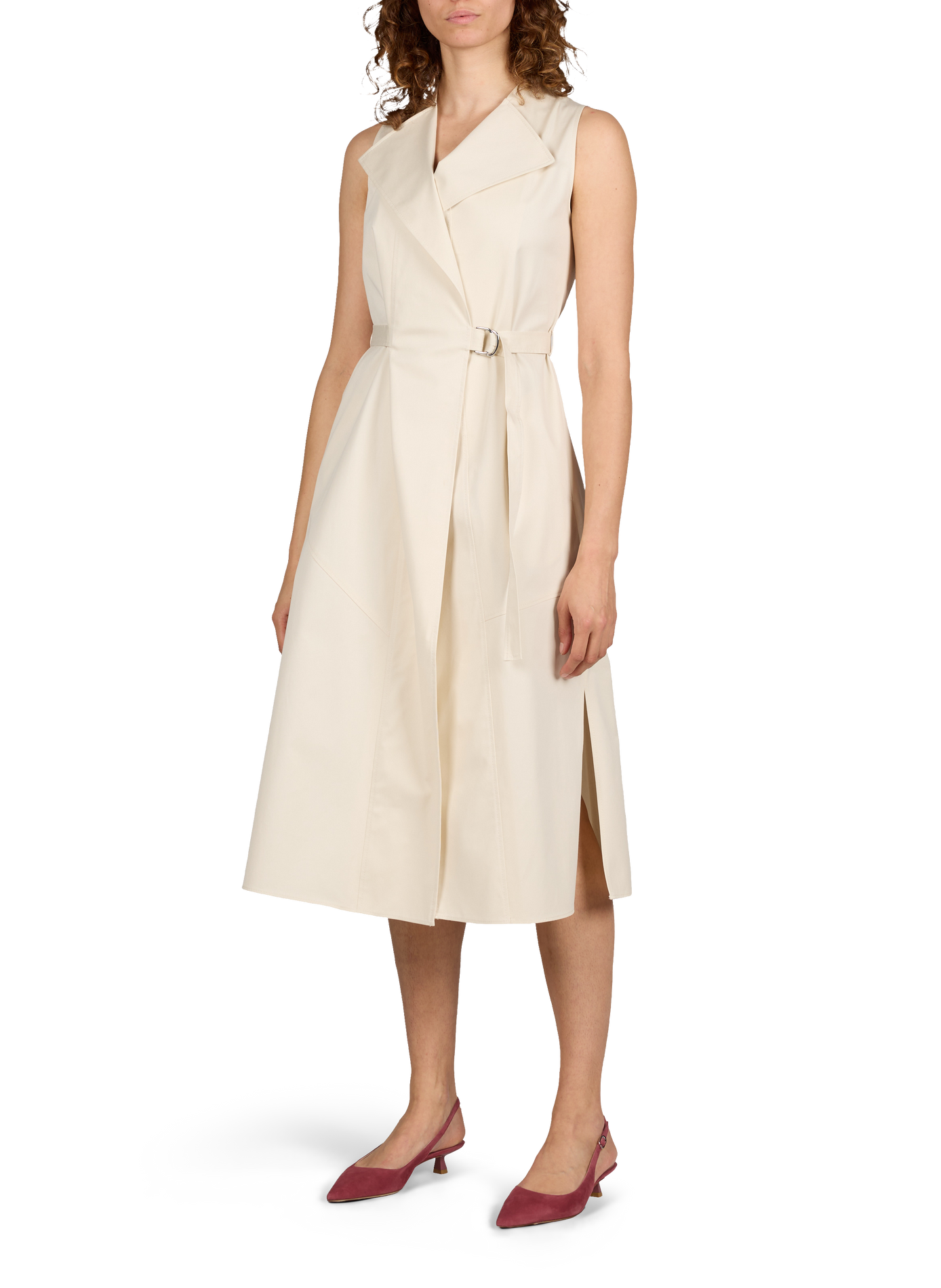 Robe portefeuille en coton stretch mélangé BOSS Beige