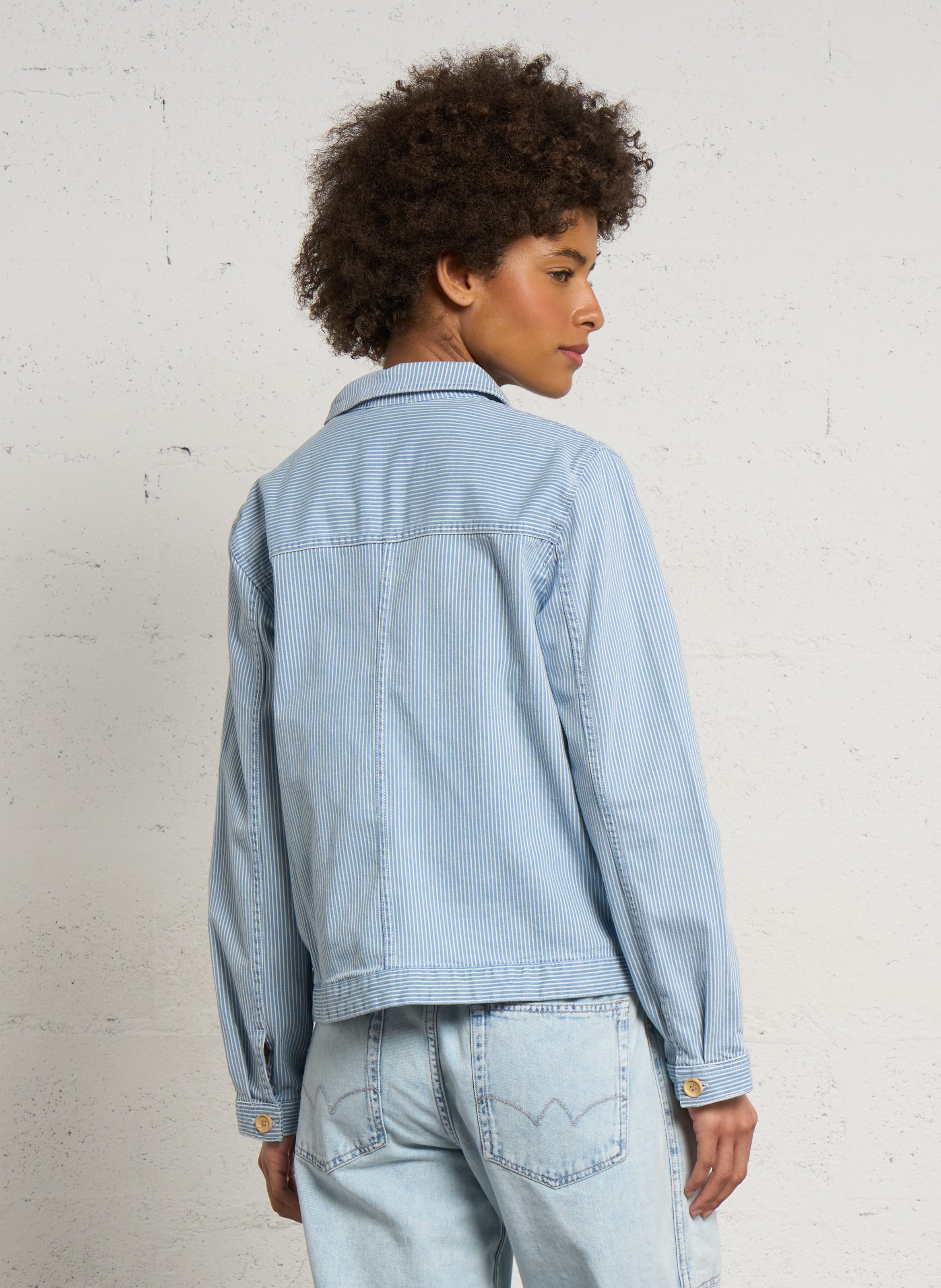 Veste en jean à rayures ARMOR-LUX Bleu