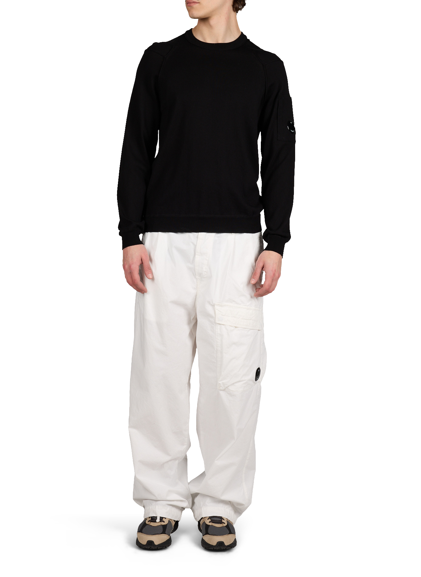 Elasticated wide-leg cotton trousers CP COMPANY White