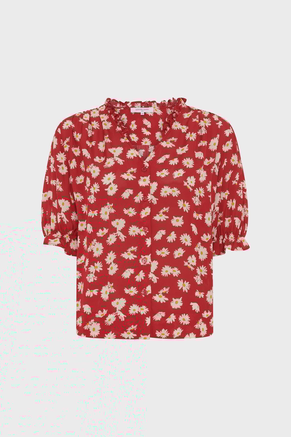 Chemise fleurie à volants - ceva GERARD DAREL Rouge