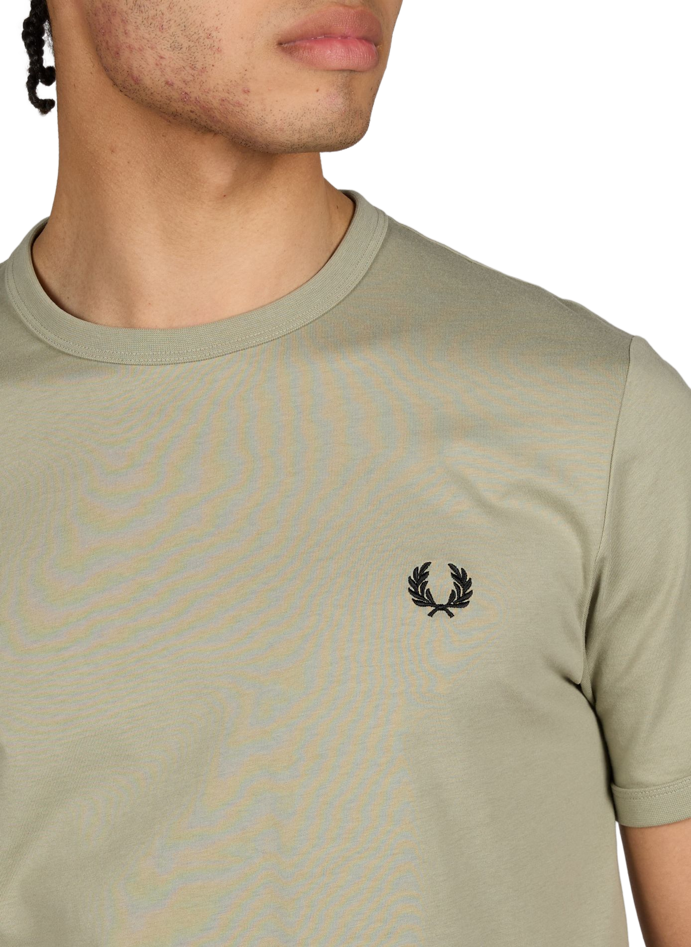 T-shirt à bordures contrastantes en coton FRED PERRY Vert