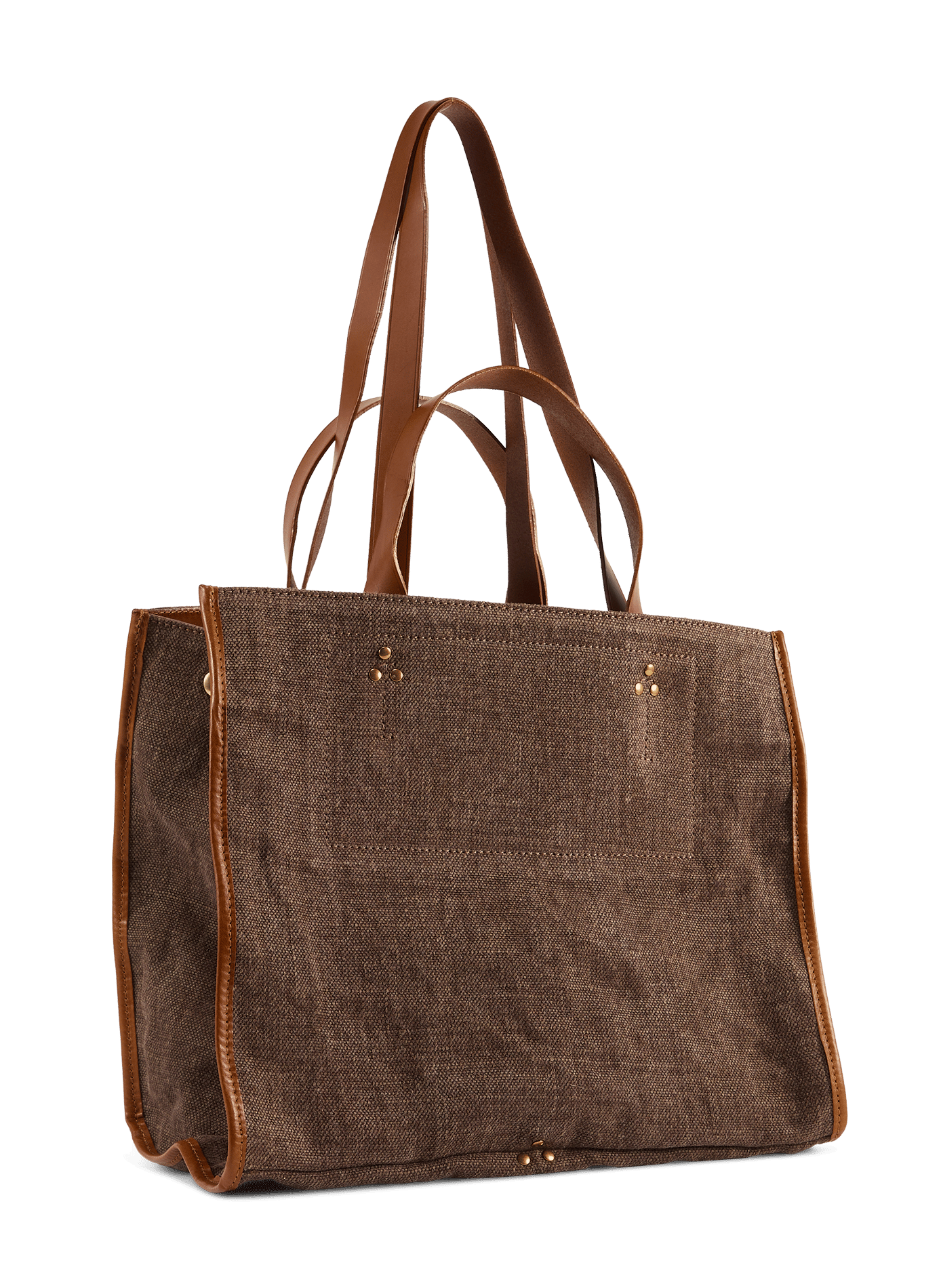 Sac cabas Léon M en coton et cuir JÉRÔME DREYFUSS Marron