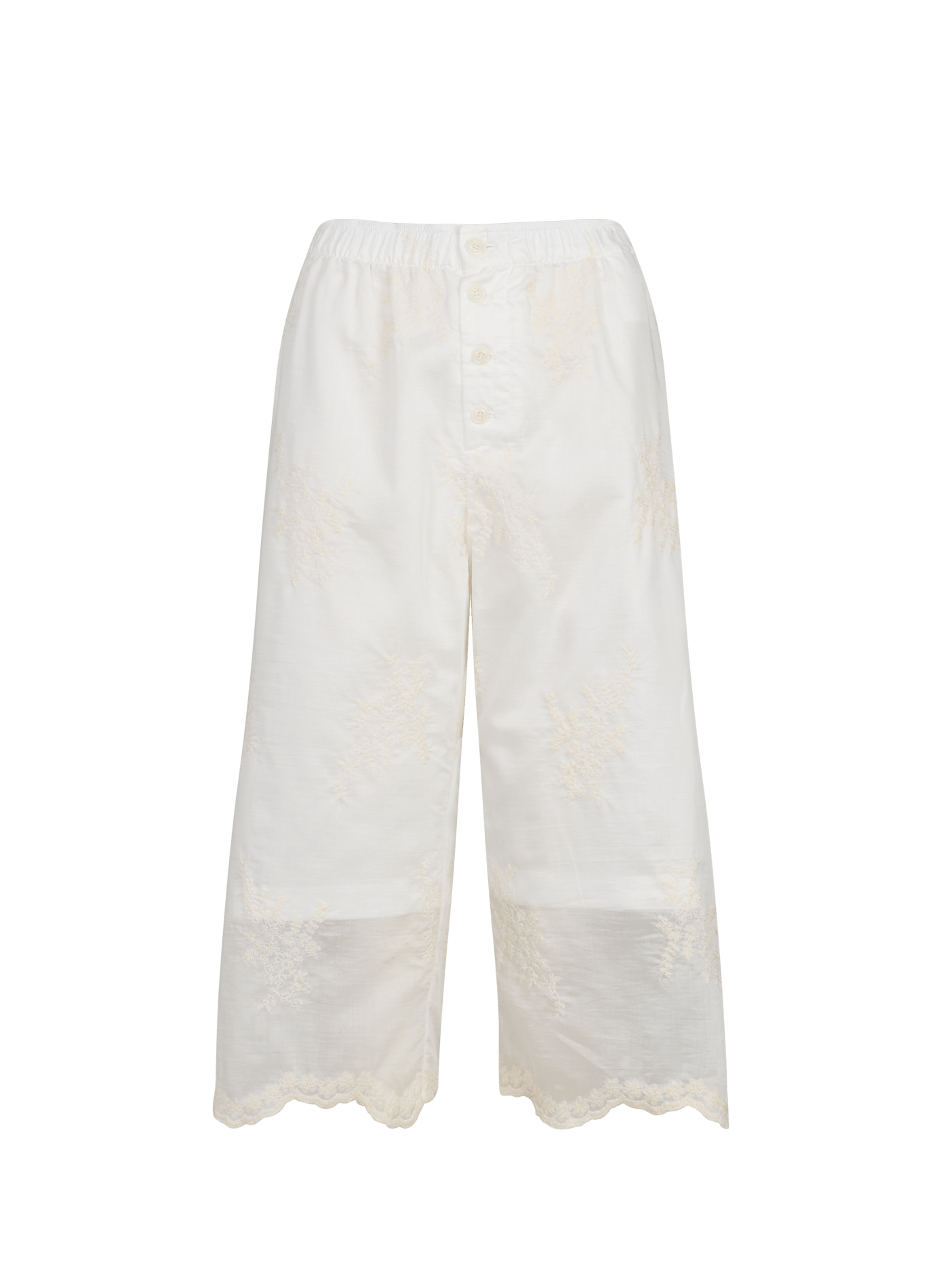 Ruffled Bermuda shorts with floral embroideries OUR LEGACY Beige