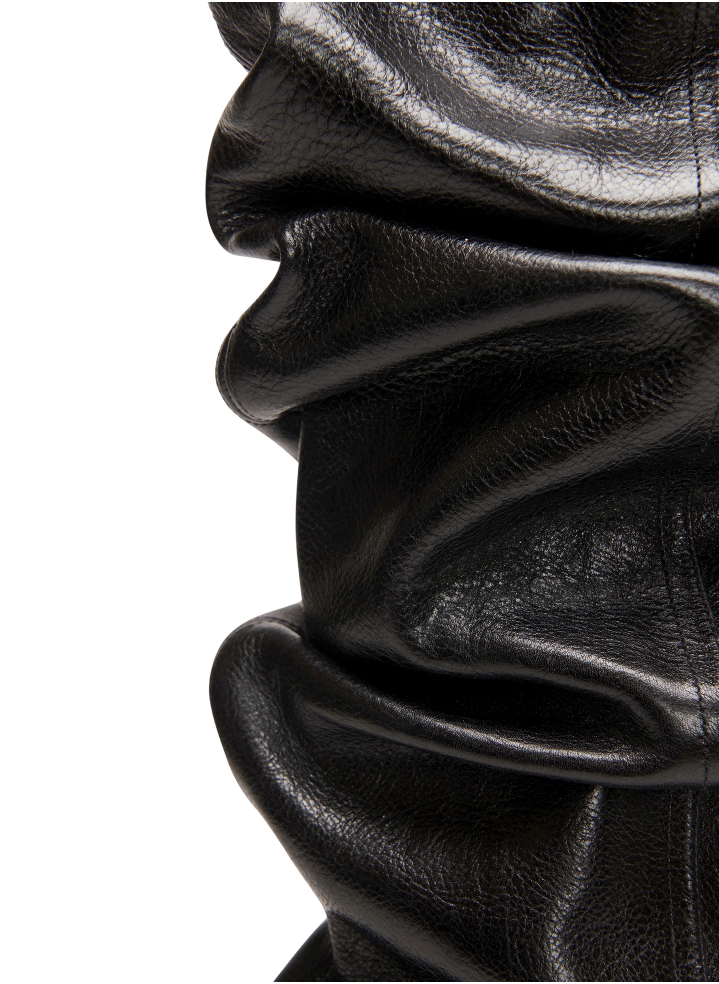 Cuissardes no wedge à pompon en cuir texturé BALMAIN Noir