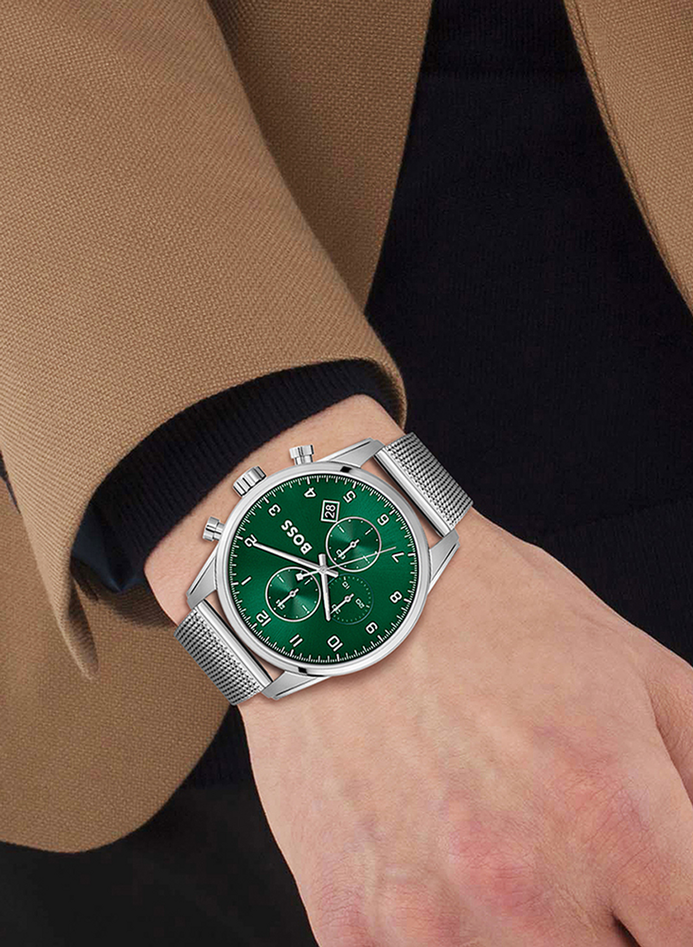 Montre quartz Skymaster en acier inoxydable BOSS MONTRES Vert