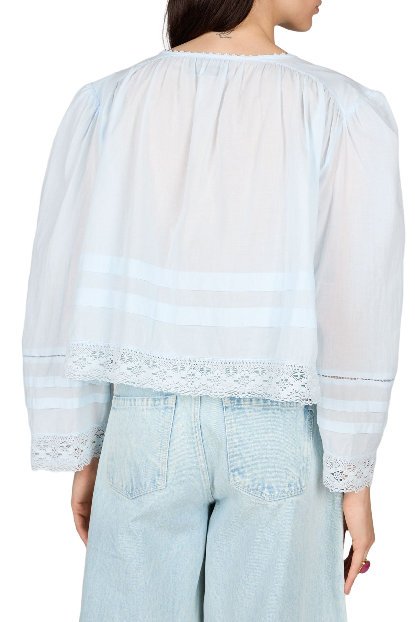 Camicia crop a maniche lunghe in cotone BERENICE Blu