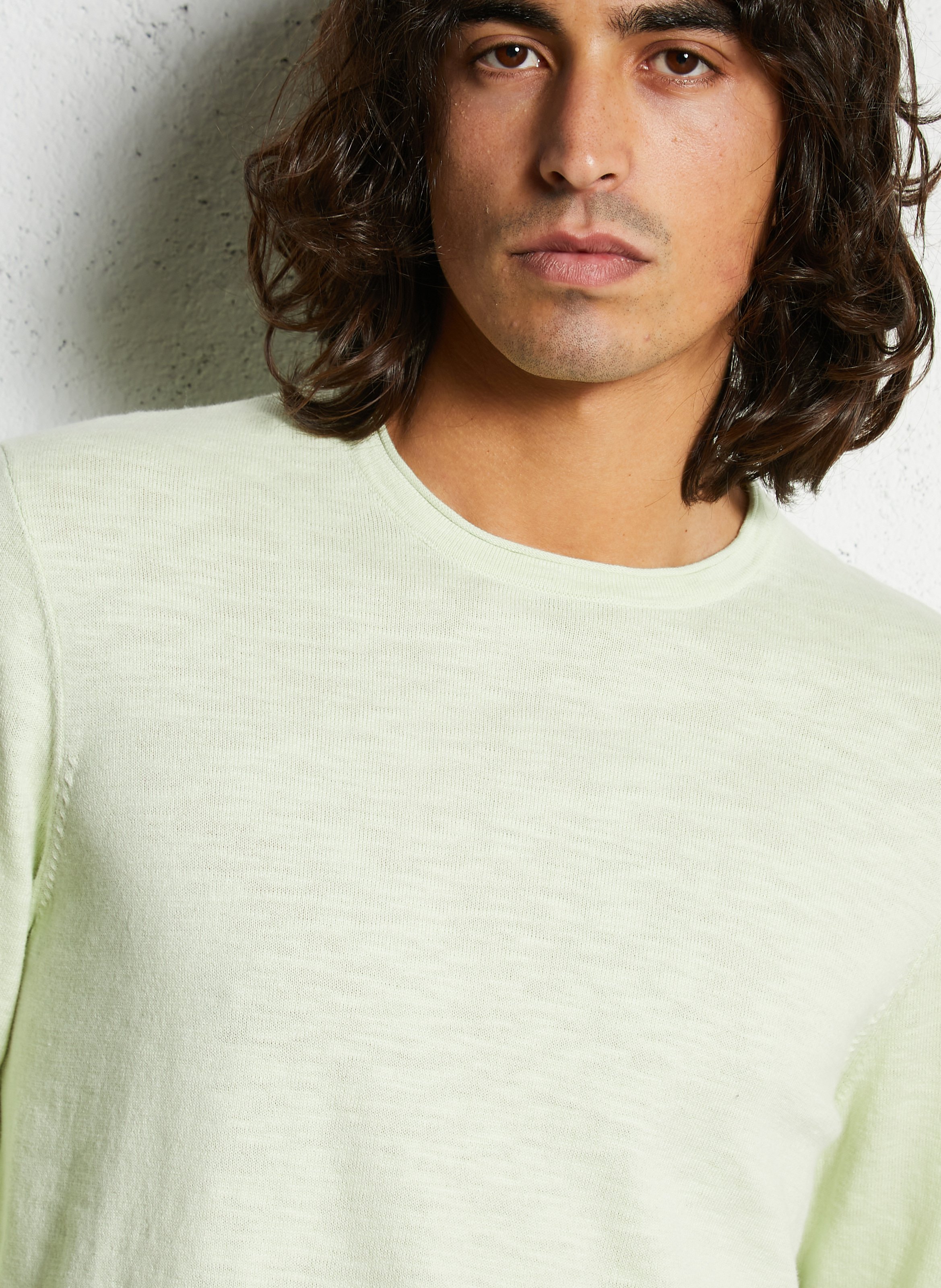 Pull droit col rond en tricot flammé IKKS Vert
