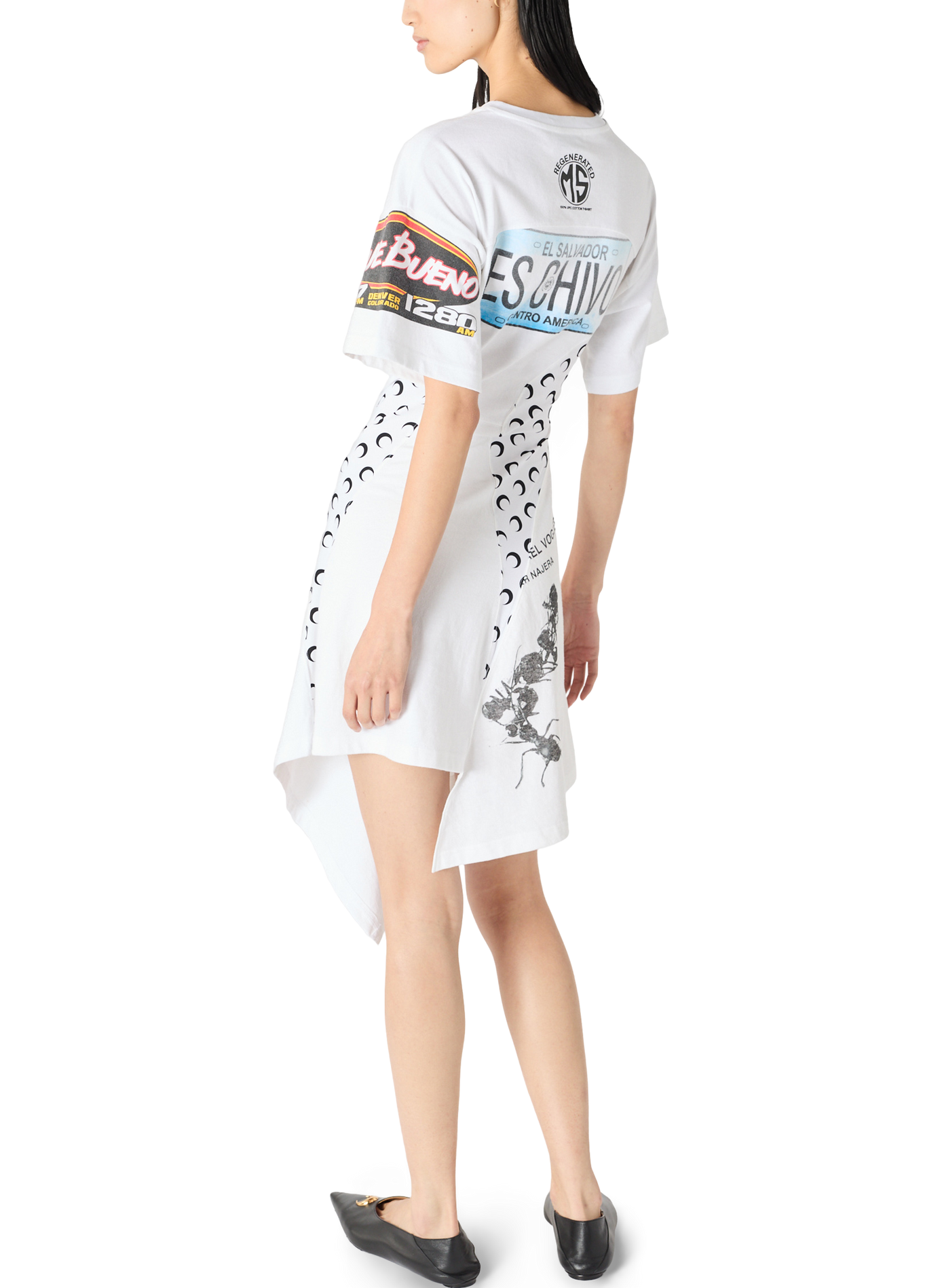 Robe asymétrique longueur genou en jersey upcyclé MARINE SERRE Wit