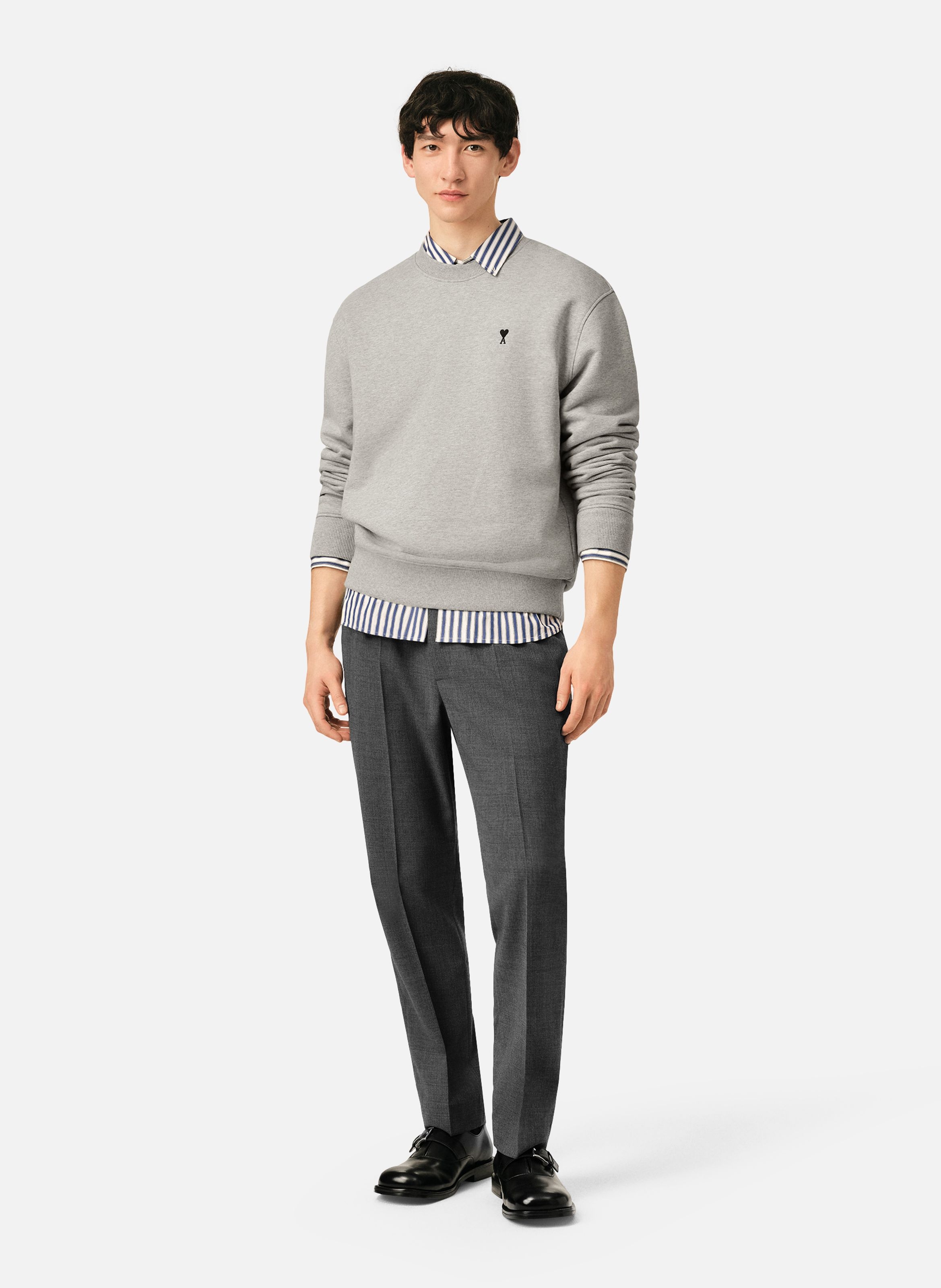 Pantalon en laine taille élastiquée AMI PARIS Gris