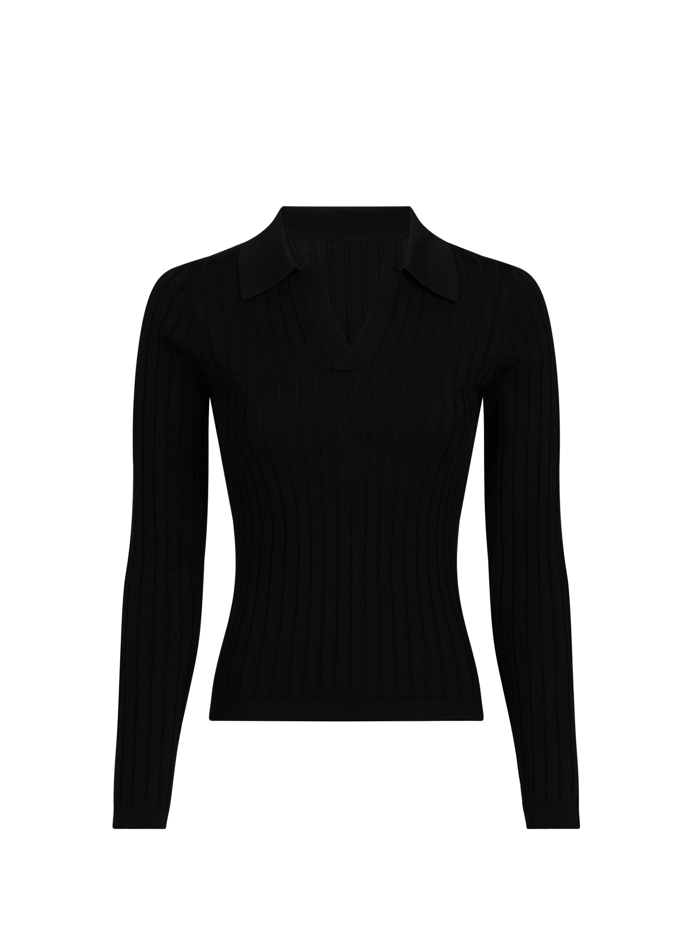 Ribbed wool polo neck sweater SAISON 1865 Black