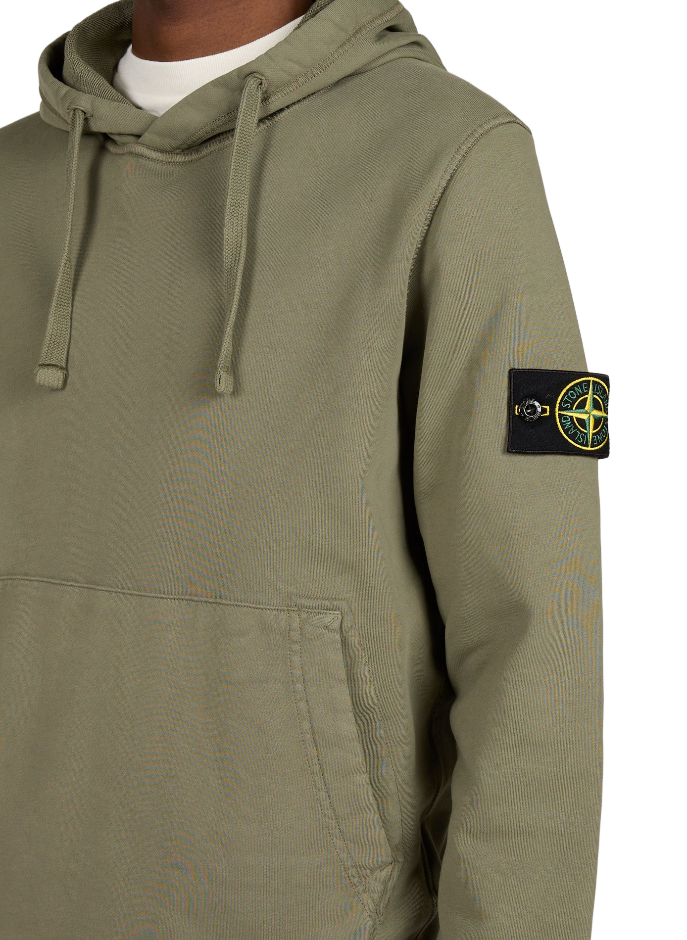 Solid color hoodie with a hood STONE ISLAND Khaki