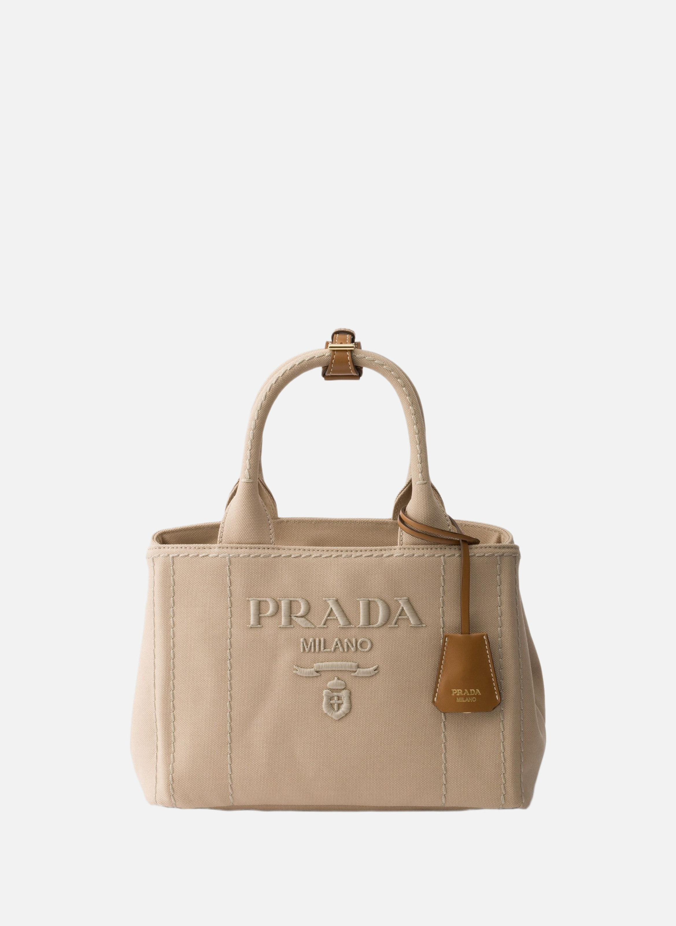 Petit sac prada jardinière en toile de coton PRADA Beige