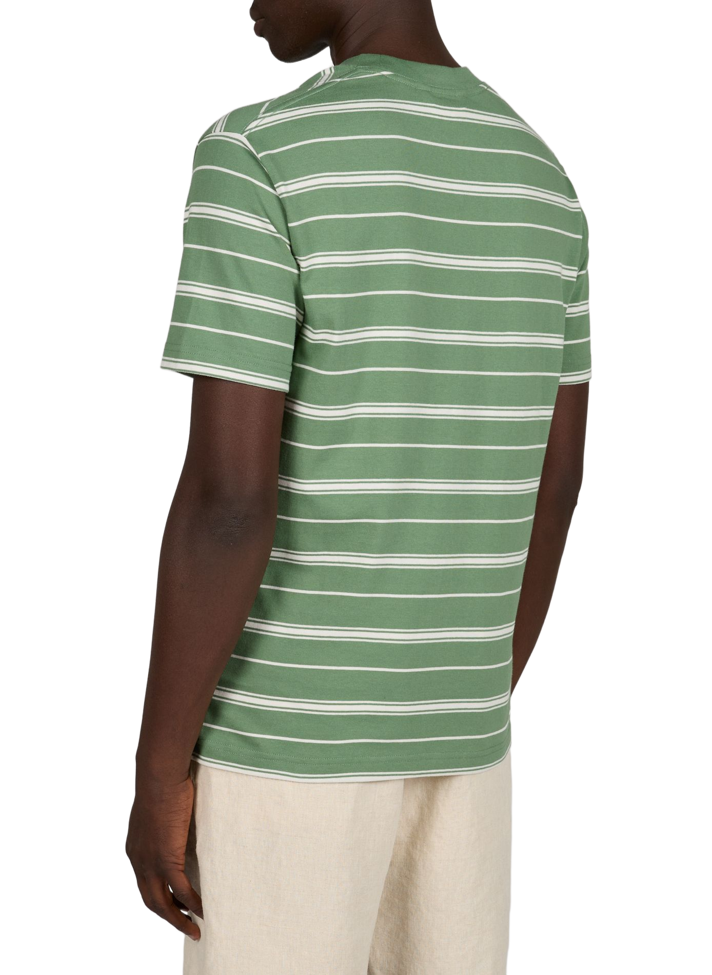 Round neck striped cotton T-shirt MINIMUM Green