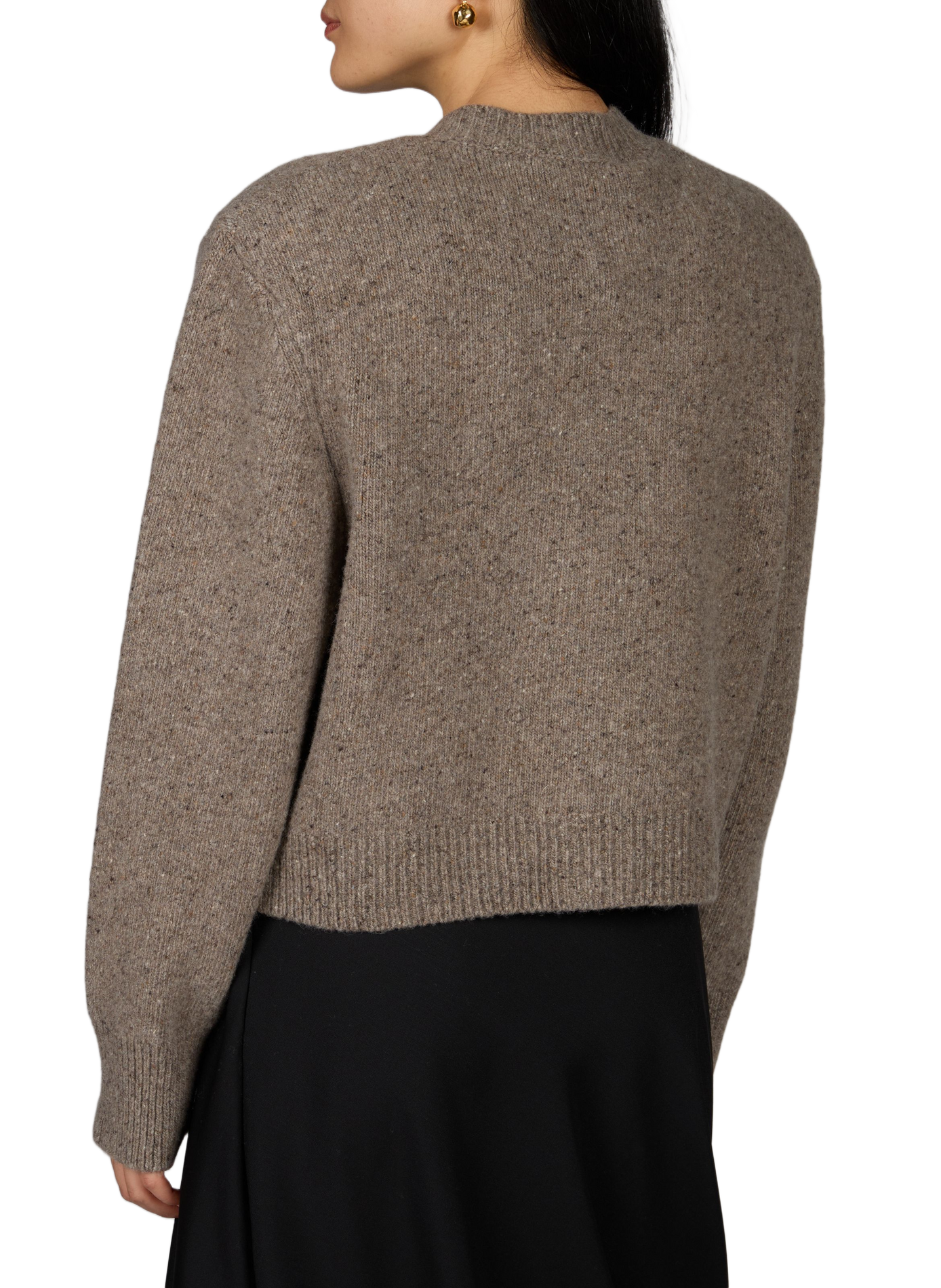 Rundhalsausschnitt-Strickjacke mit strukturierten Schultern aus Wollmischung ROHE FRAMES Grau