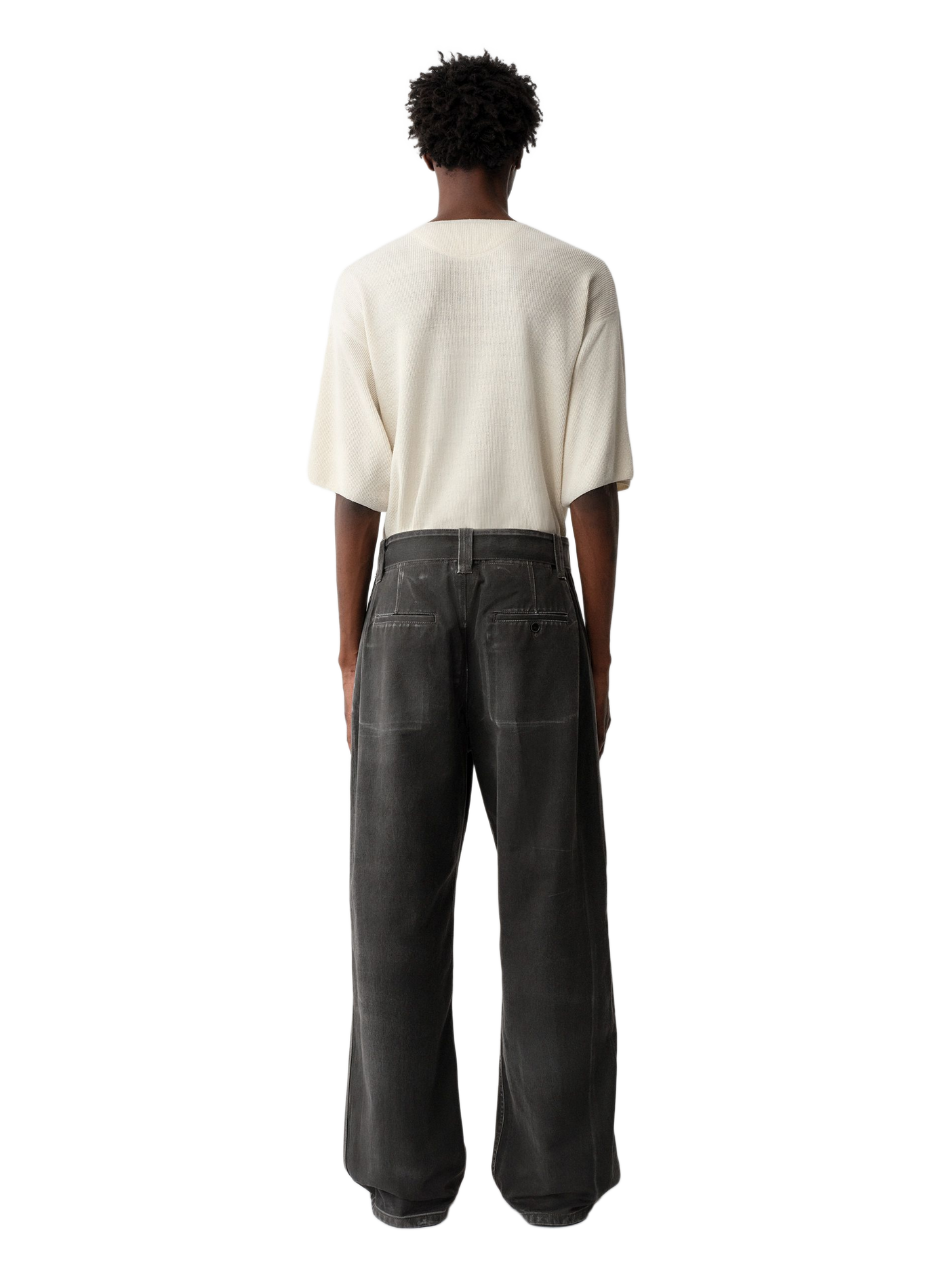Men's Straight Wide Leg Cotton Jeans CALVIN KLEIN COLLECTION Black