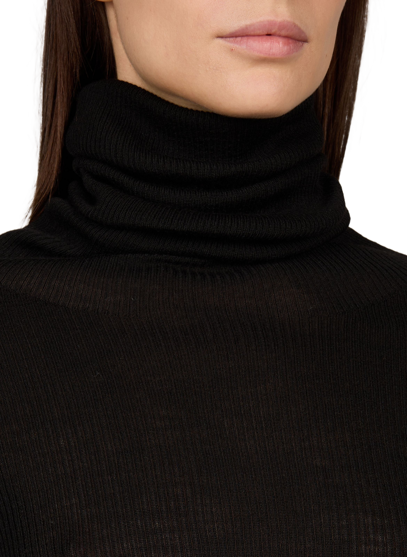 Long ribbed wool turtleneck sweater RICK OWENS Black