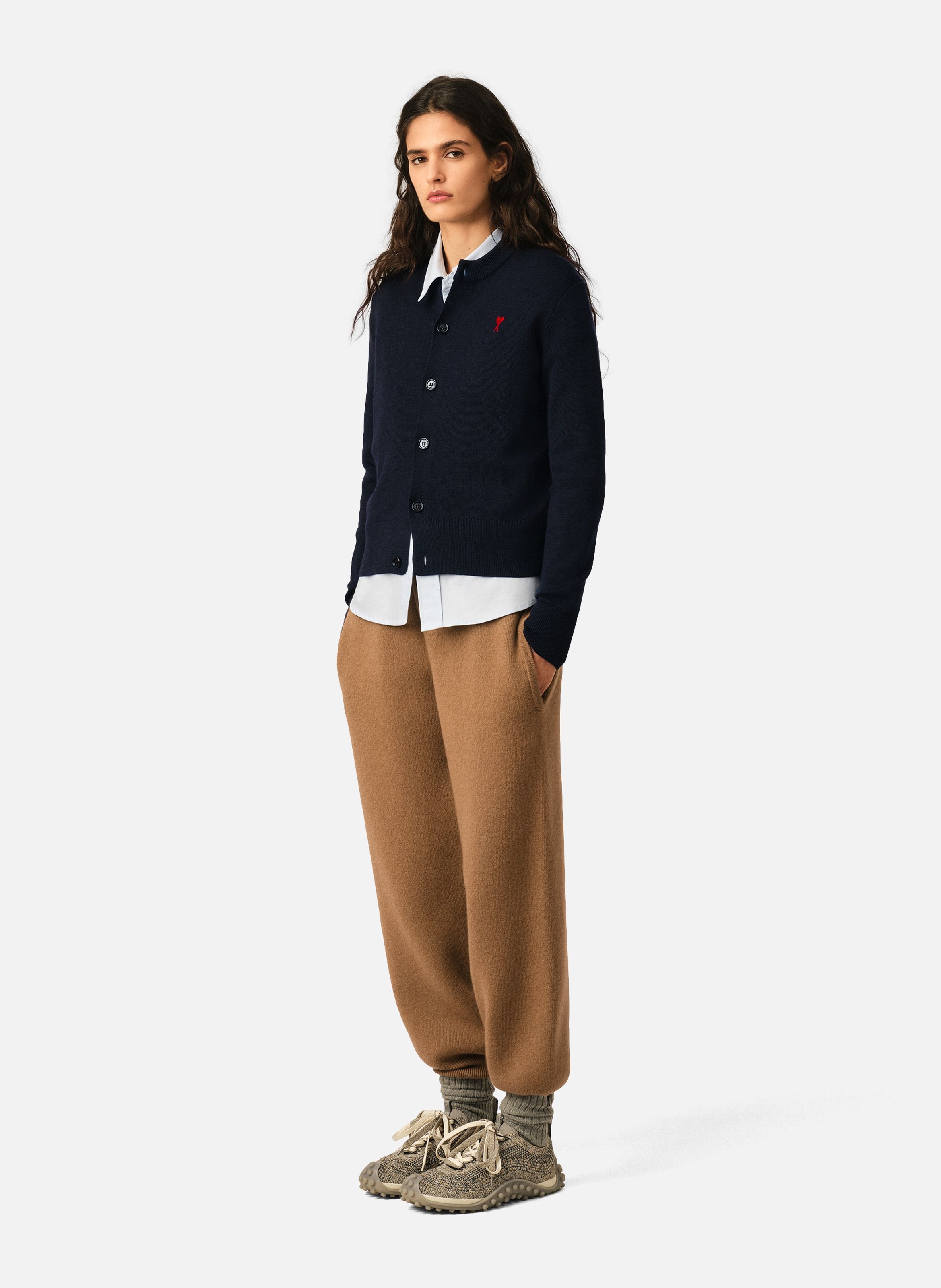 Cardigan col rond en laine ami de coeur AMI PARIS Bleu