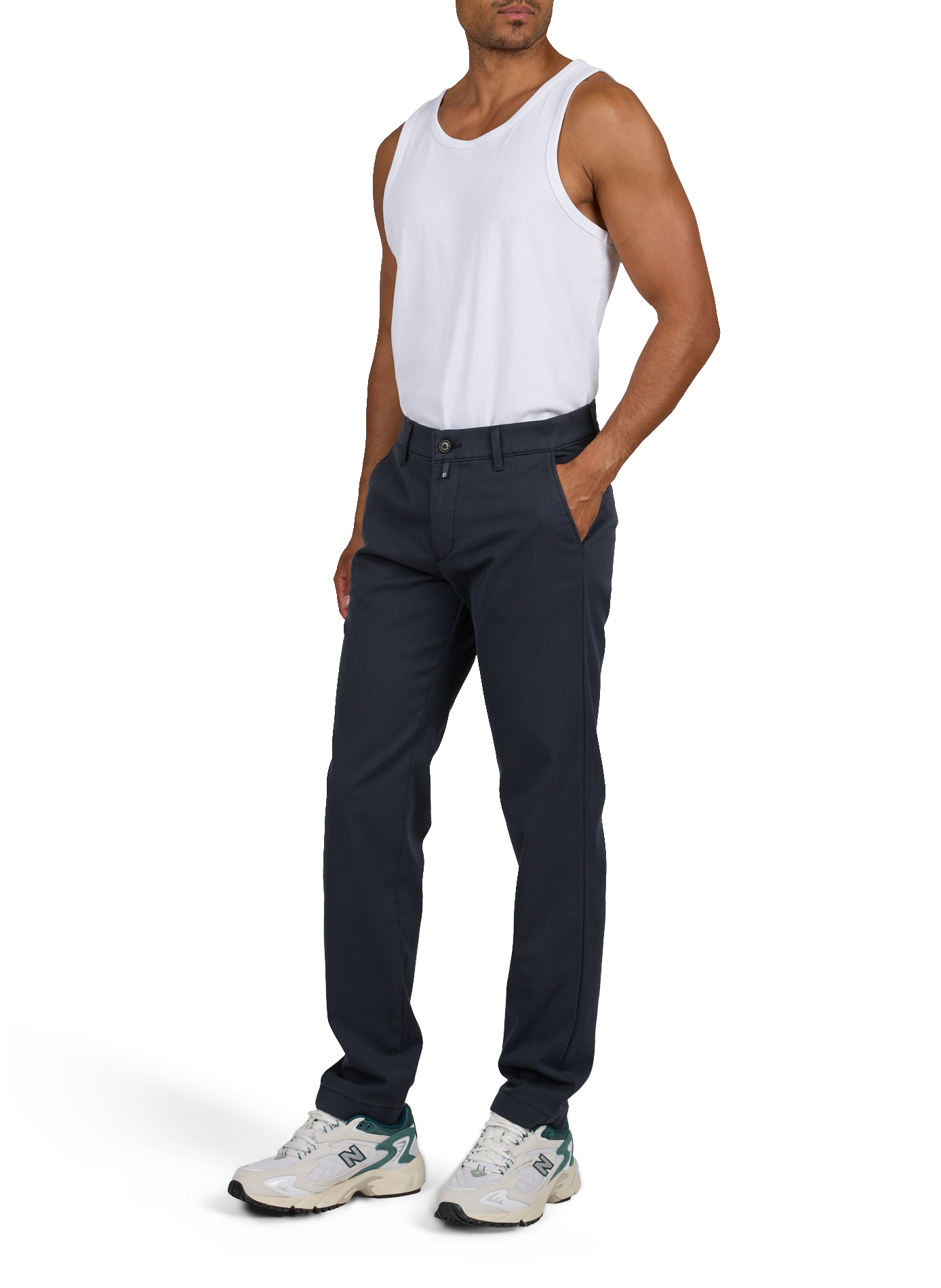 Tapered cotton blend trousers PIERRE CARDIN Blue