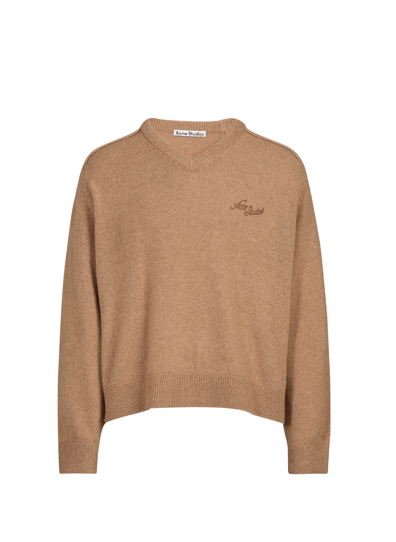 Pull ample col V en cuir ACNE STUDIOS Marron