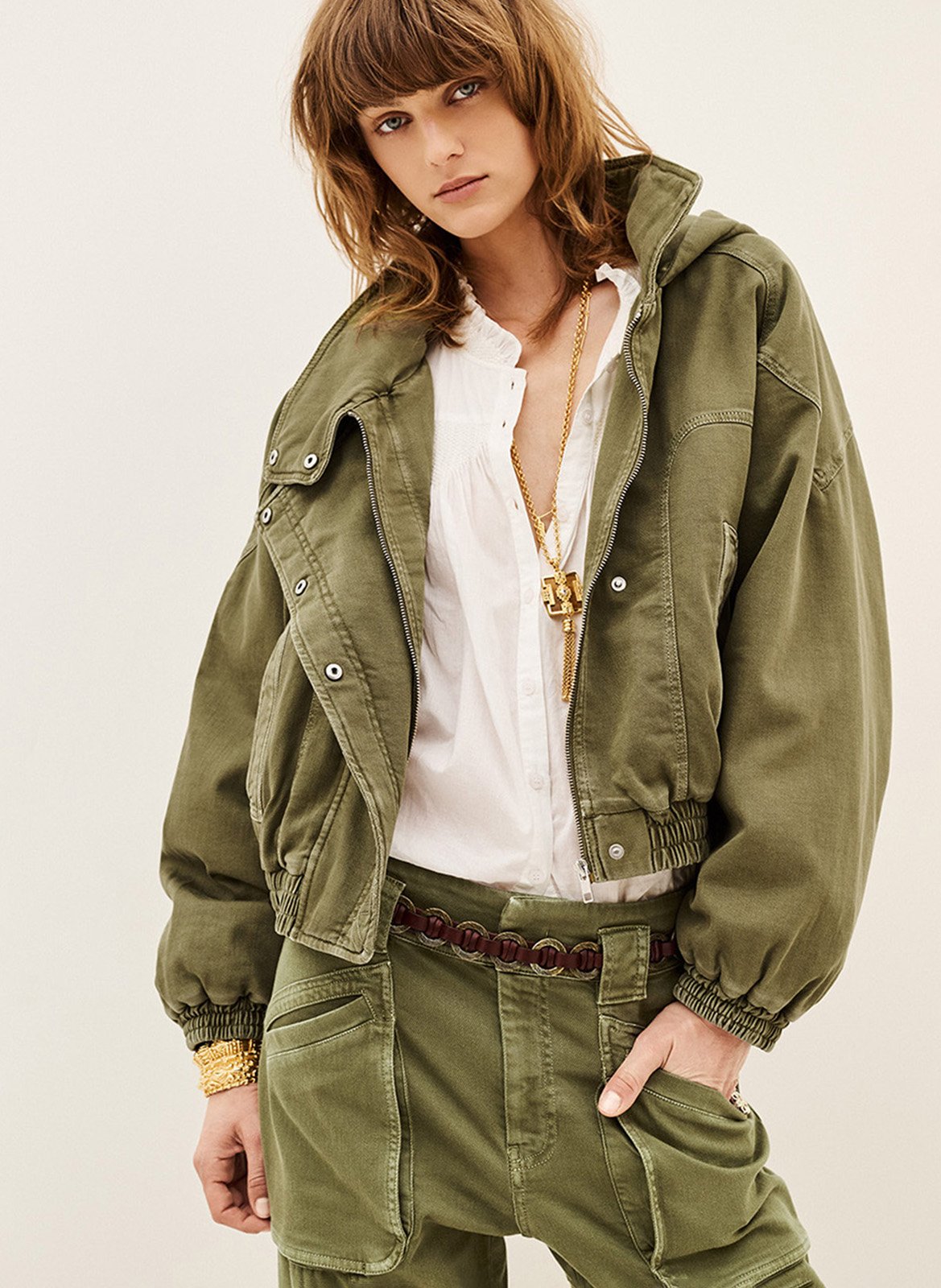 Blouson col montant en coton nalo BA&SH Kaki