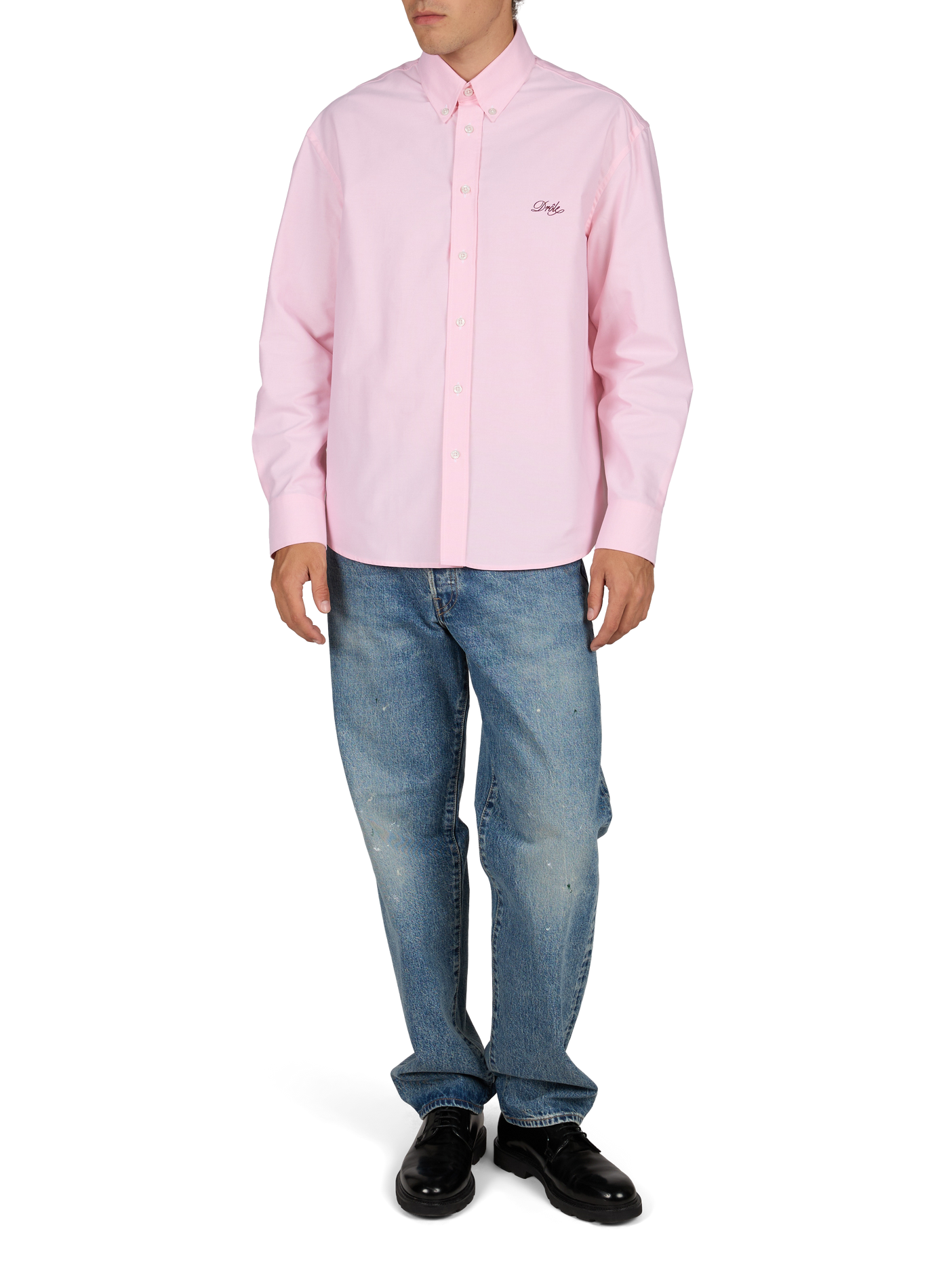 Chemise ample col boutonné en coton DROLE DE MONSIEUR Rose