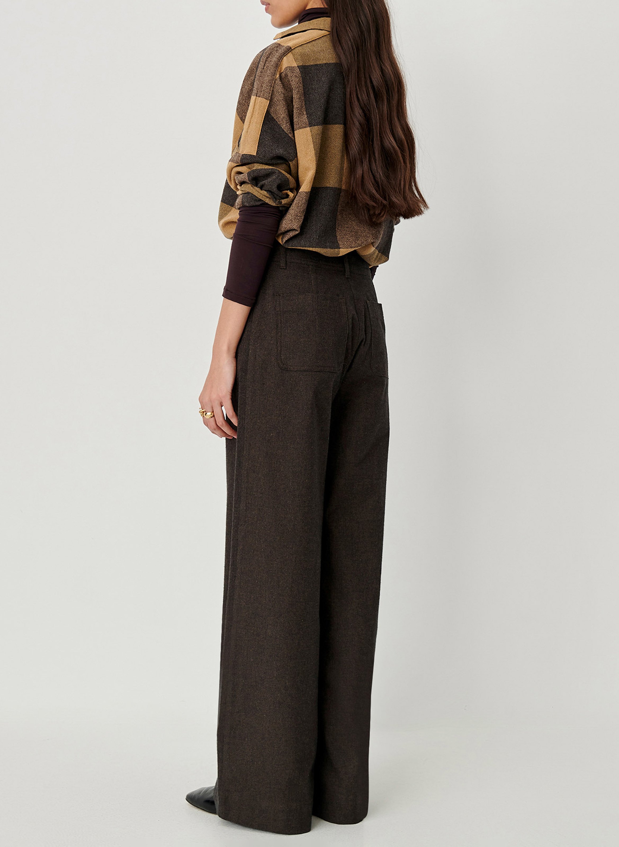 Pantalon taille haute large uni manhafall SESSUN Marron