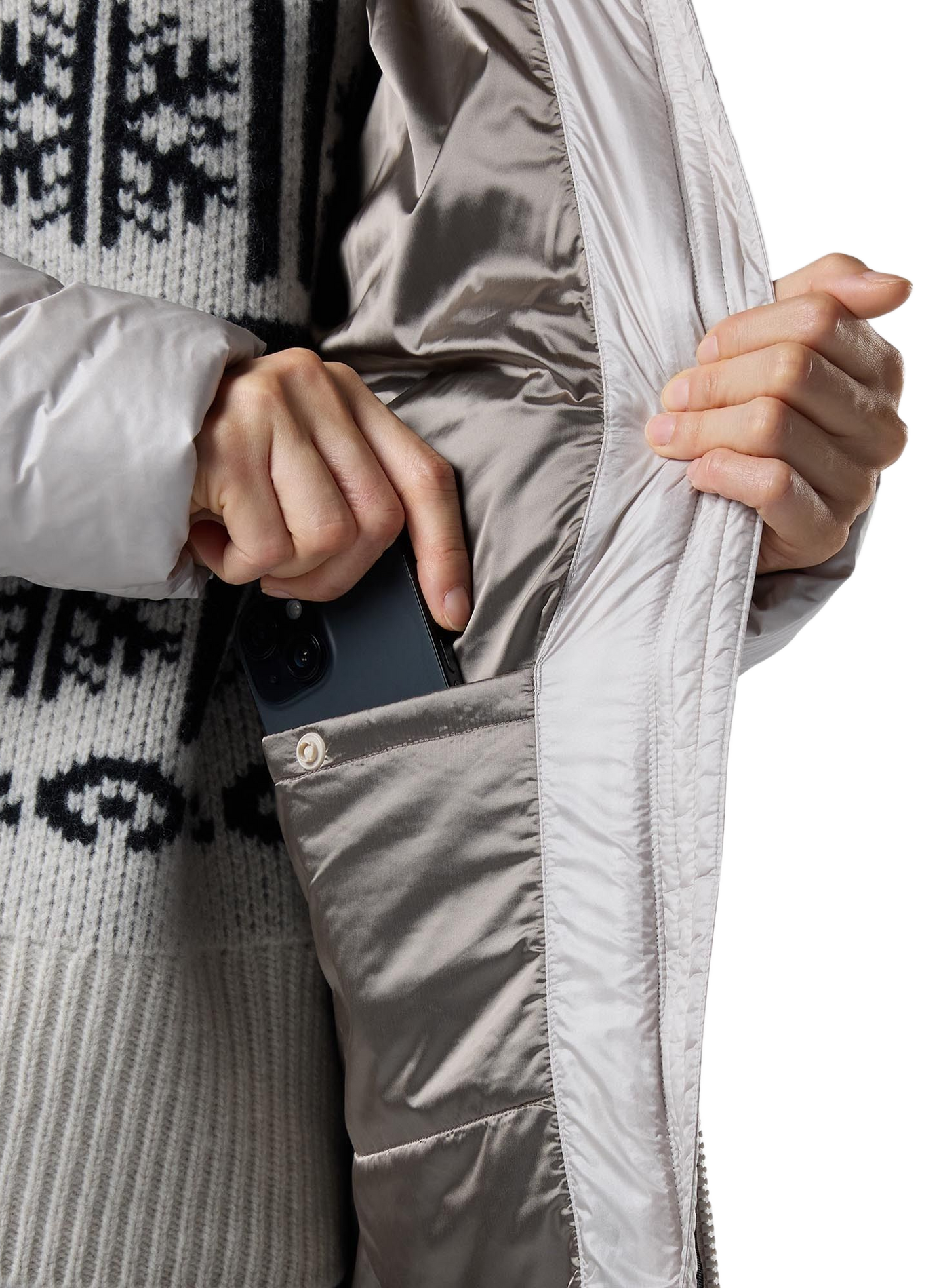 Gerade geschnittener Parka mit Kapuze und Gürtel ROSSIGNOL Grau