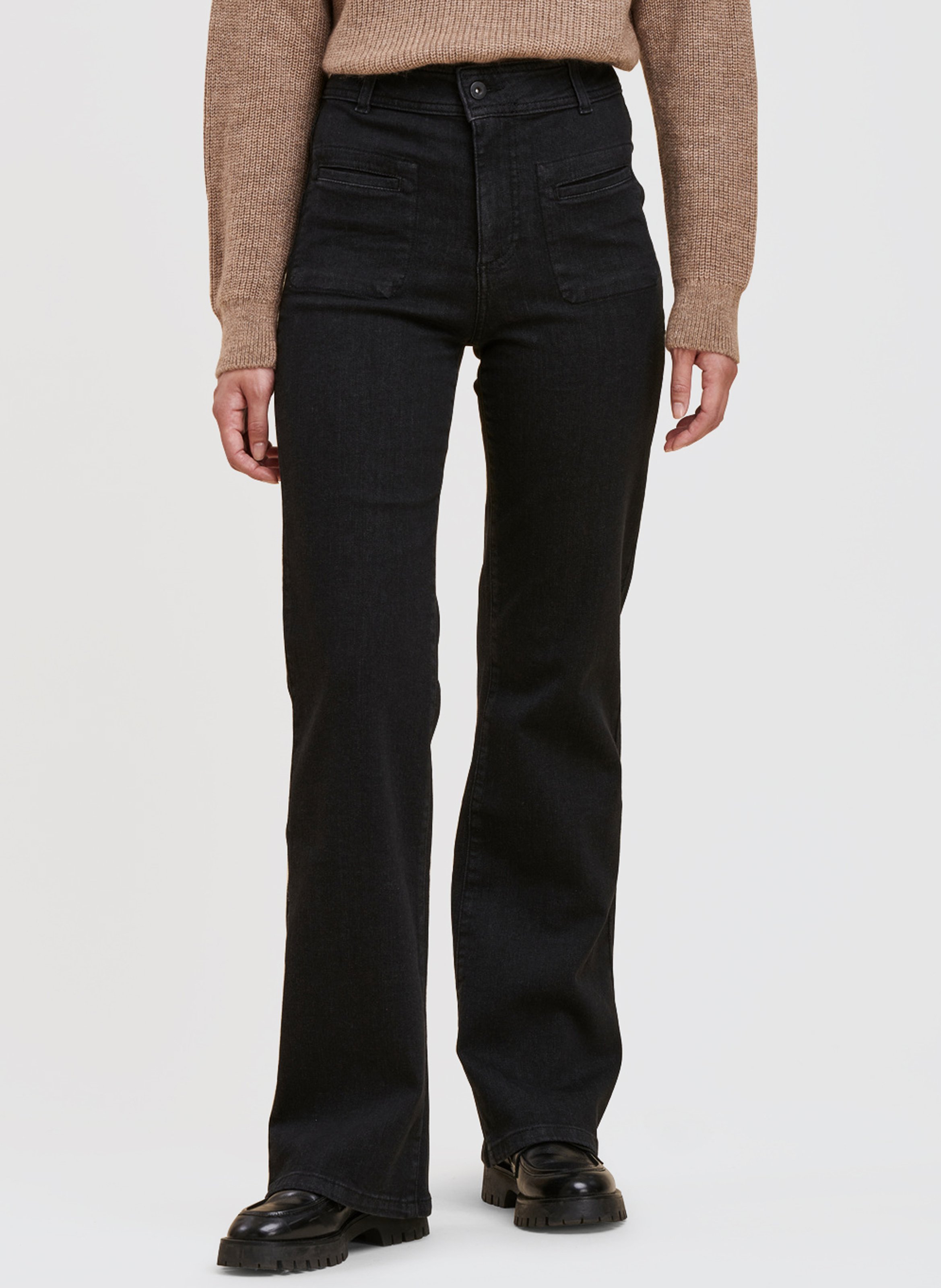 Bootcutjeans met hoge taille van een biologisch katoenmengsel LA FEE MARABOUTEE Zwart