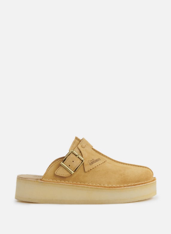 Brown TrekWedge leather mules