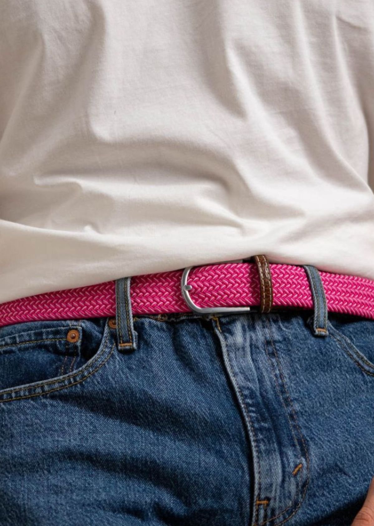 Ceinture tressée élastique multicolore BILLYBELT Rose