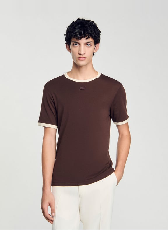 Tee-shirt droit en coton Marron by SANDRO SANDRO Tee-shirt droit en coton Marron