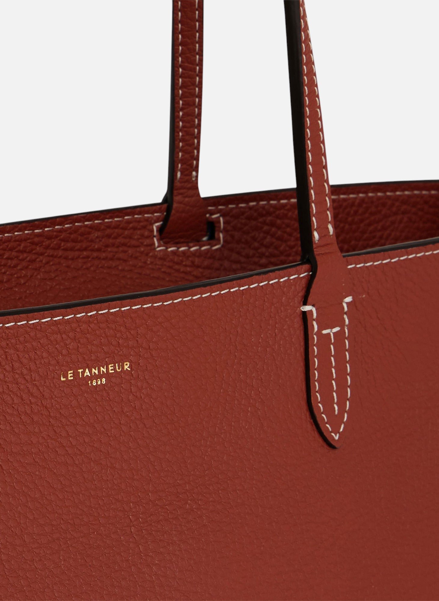 Grand sac cabas louise en cuir grainé LE TANNEUR Marron