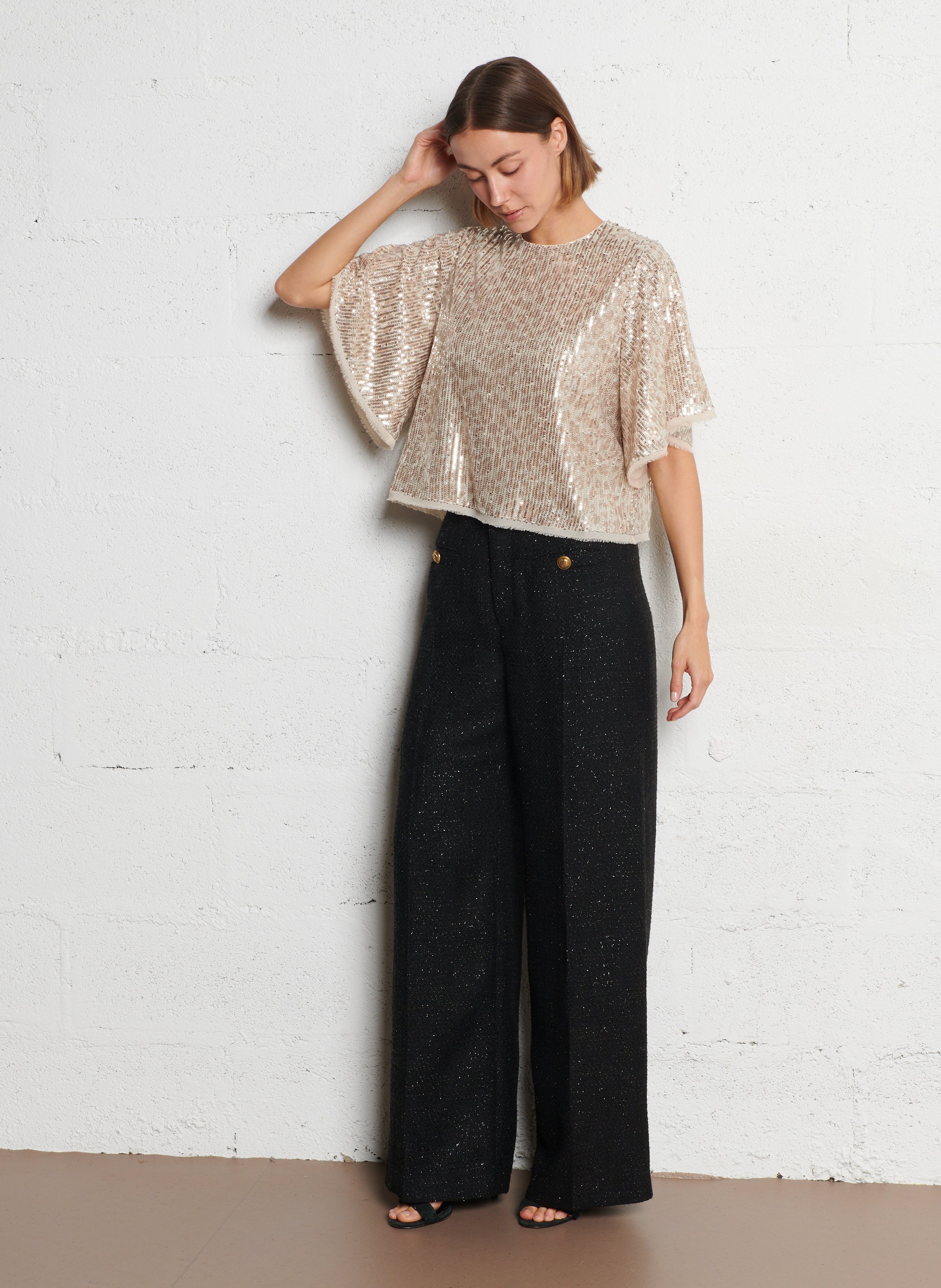 Top oversize brodé IKKS Beige