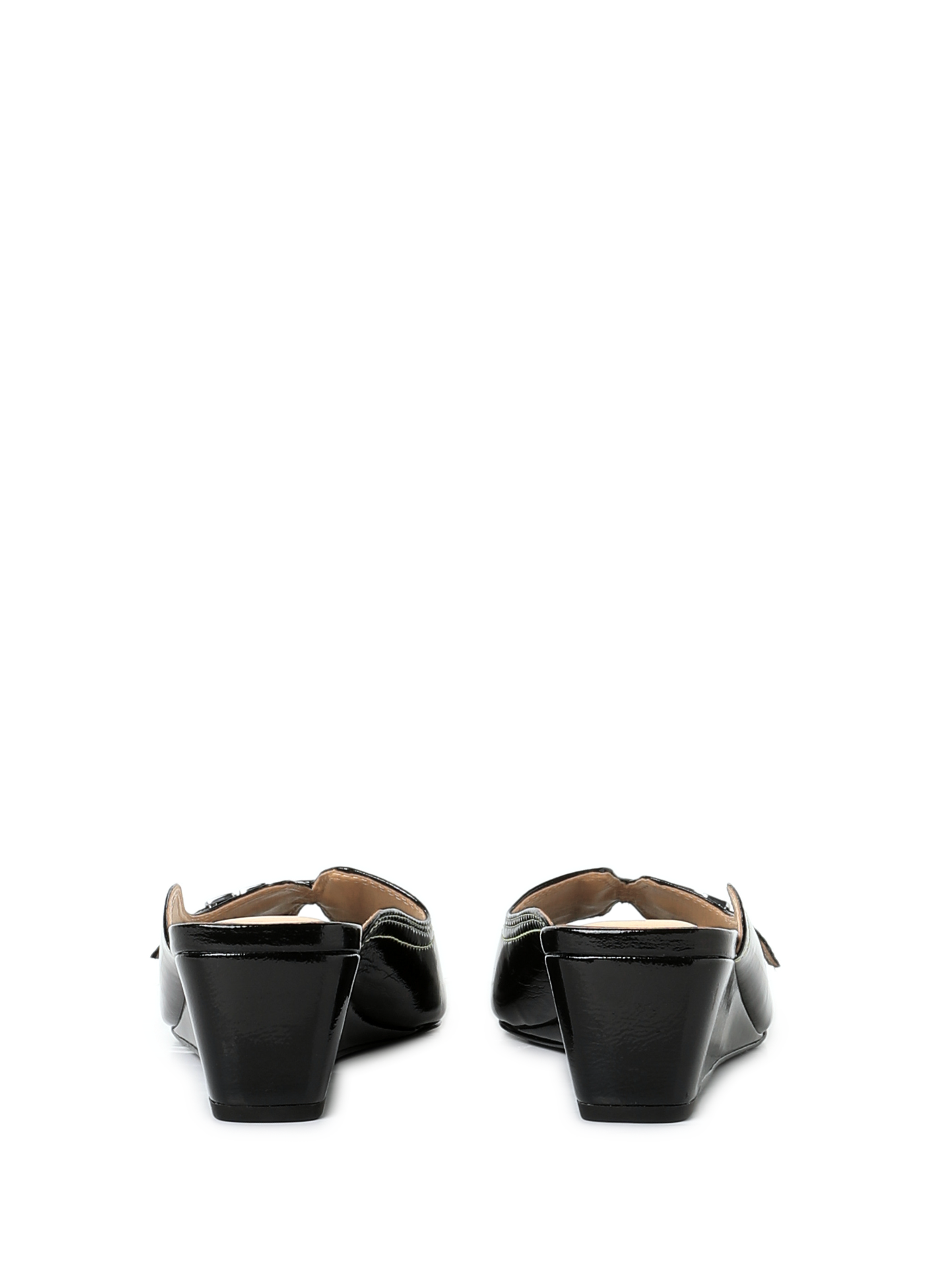 Mules à talon compensé en cuir Naplack GANNI Noir