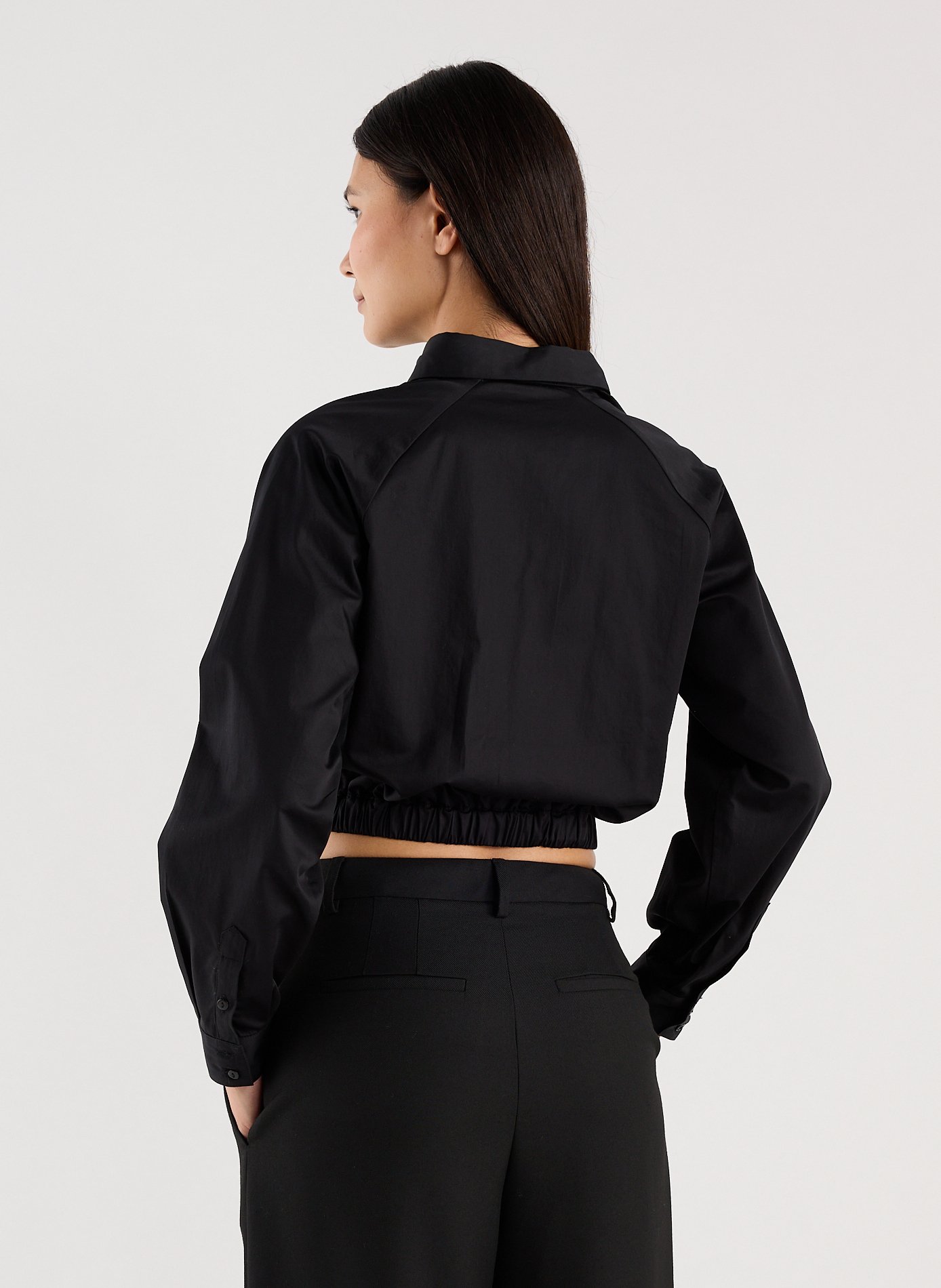Cropped cotton shirt SAISON 1865 Black