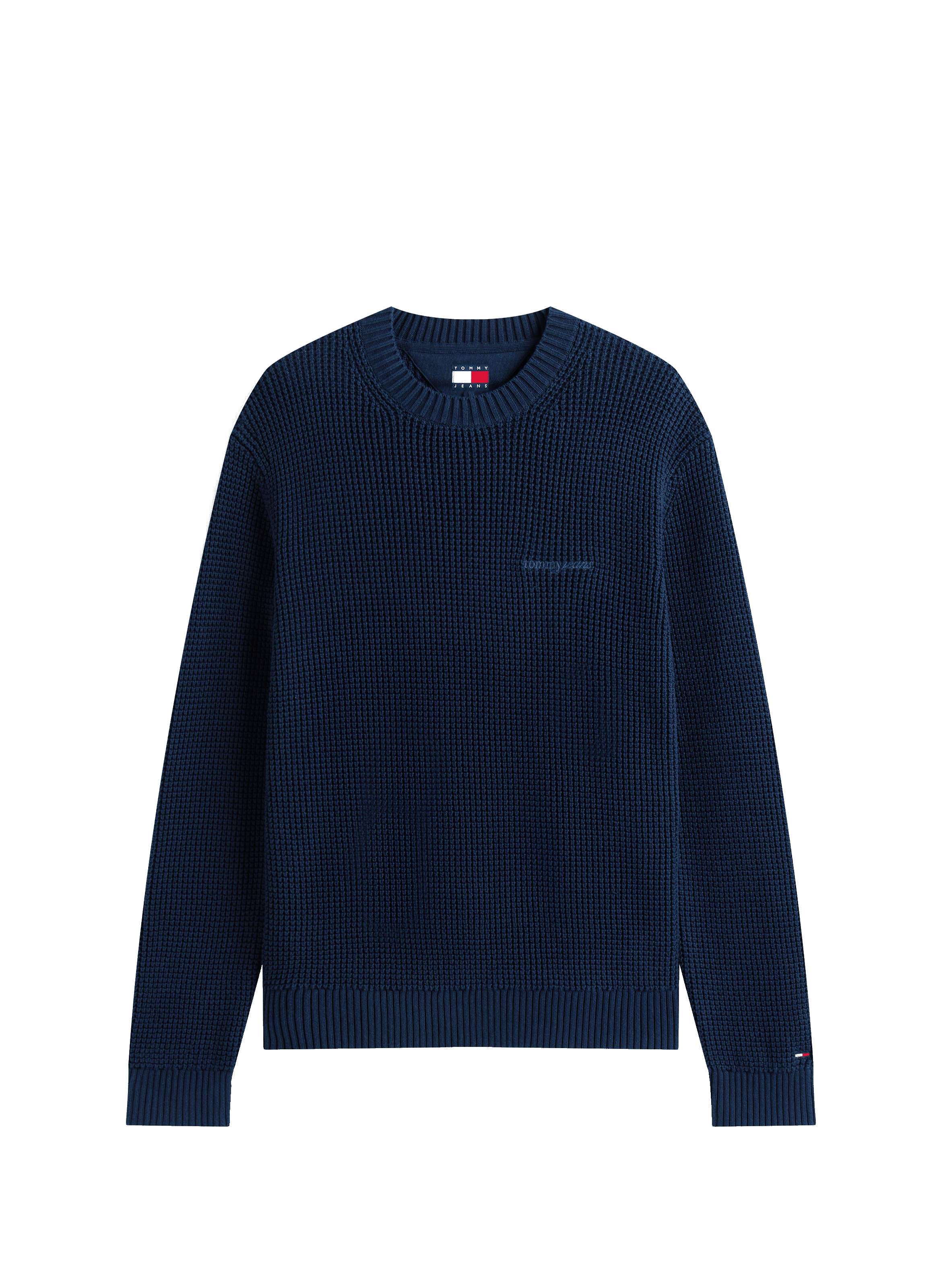 Thick knit sweater with embroidered logo TOMMY HILFIGER Blue