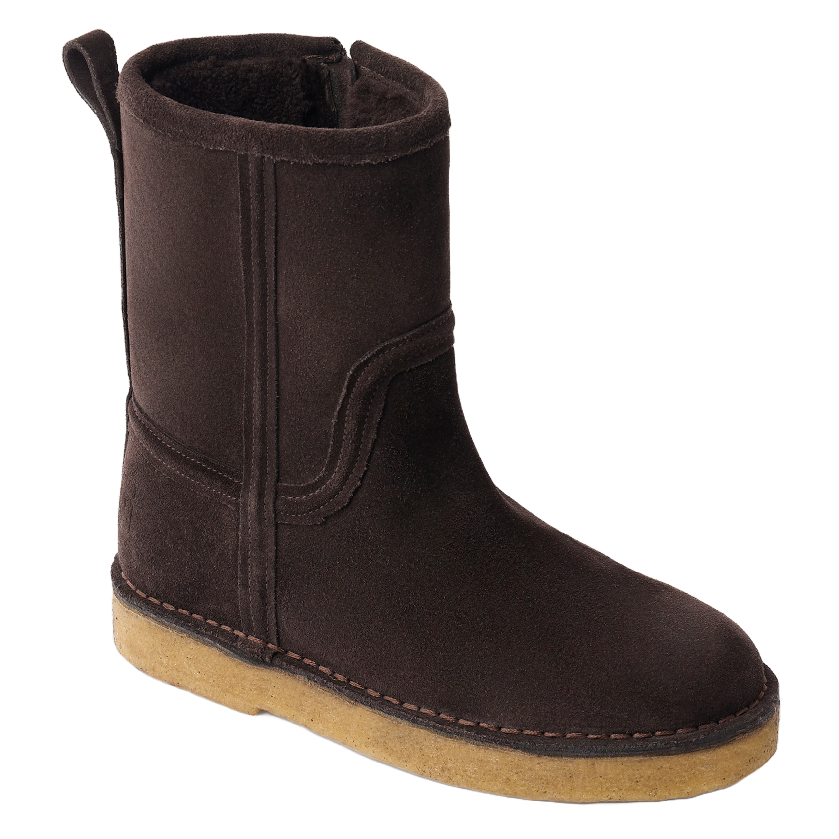 Bottes fourrées en cuir velours texas SOEUR Marron