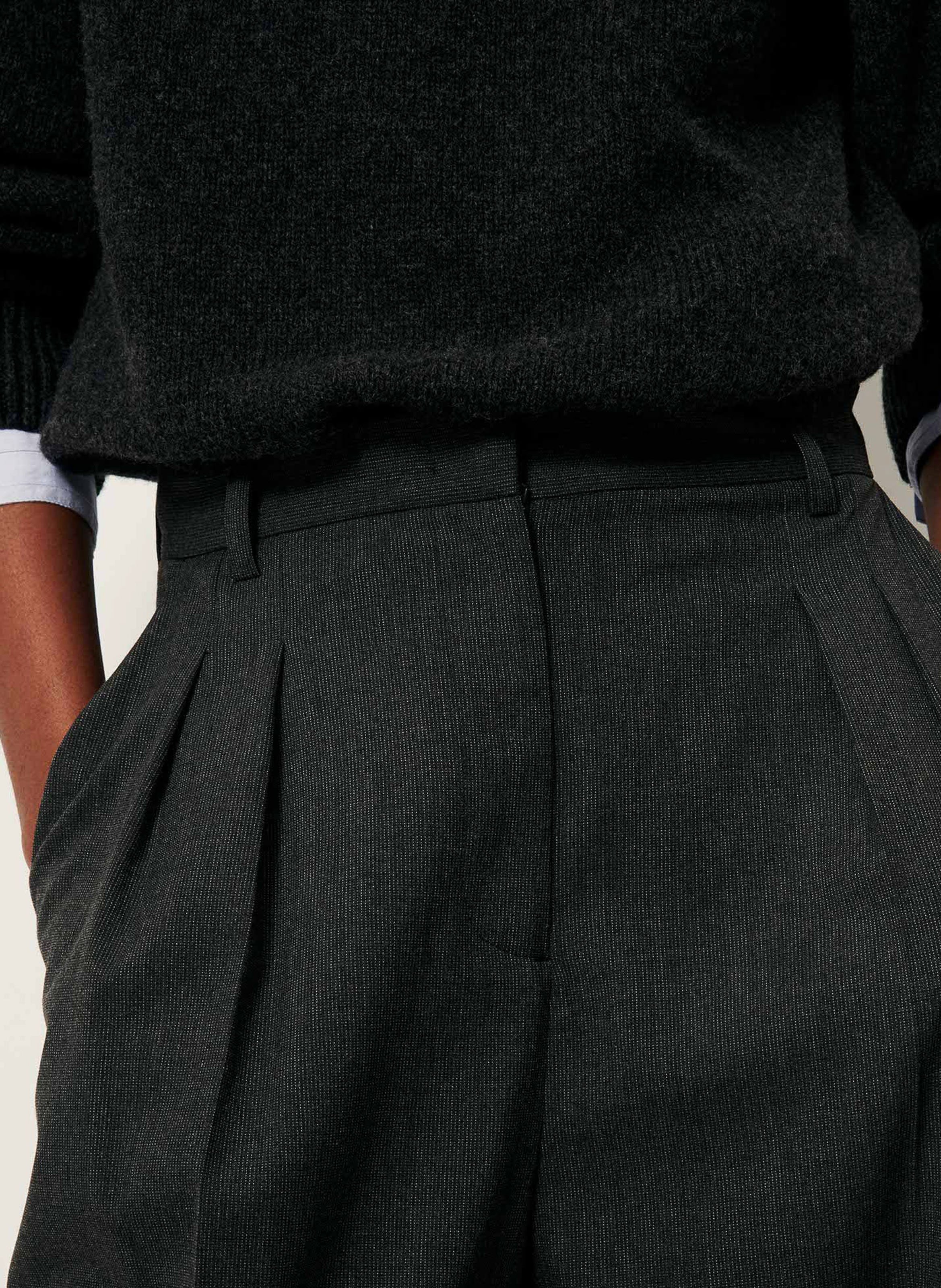 Pantalon droit en laine mélangée rayé emilio SESSUN Gris