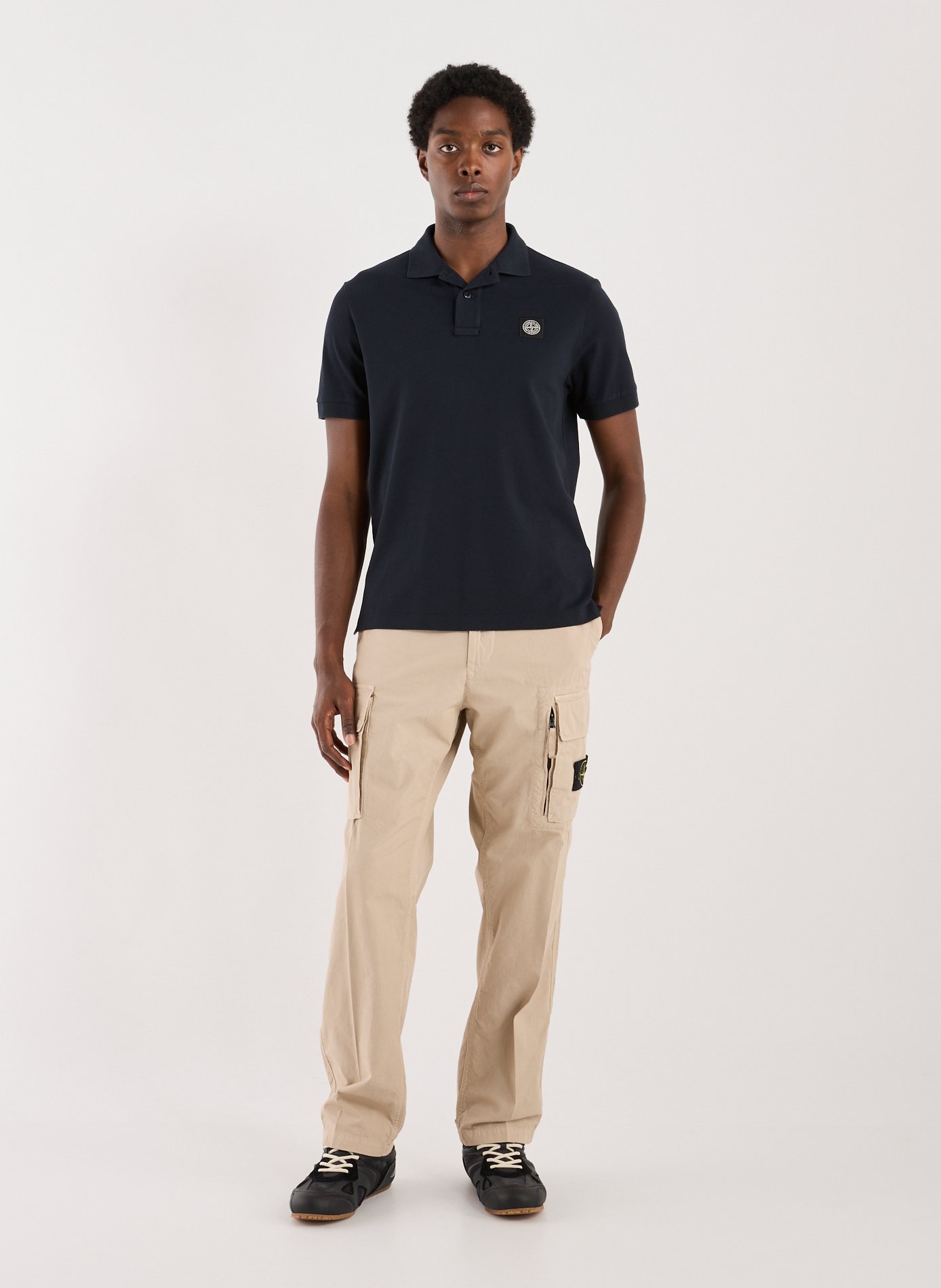 Polo droit en coton mélangé STONE ISLAND Bleu