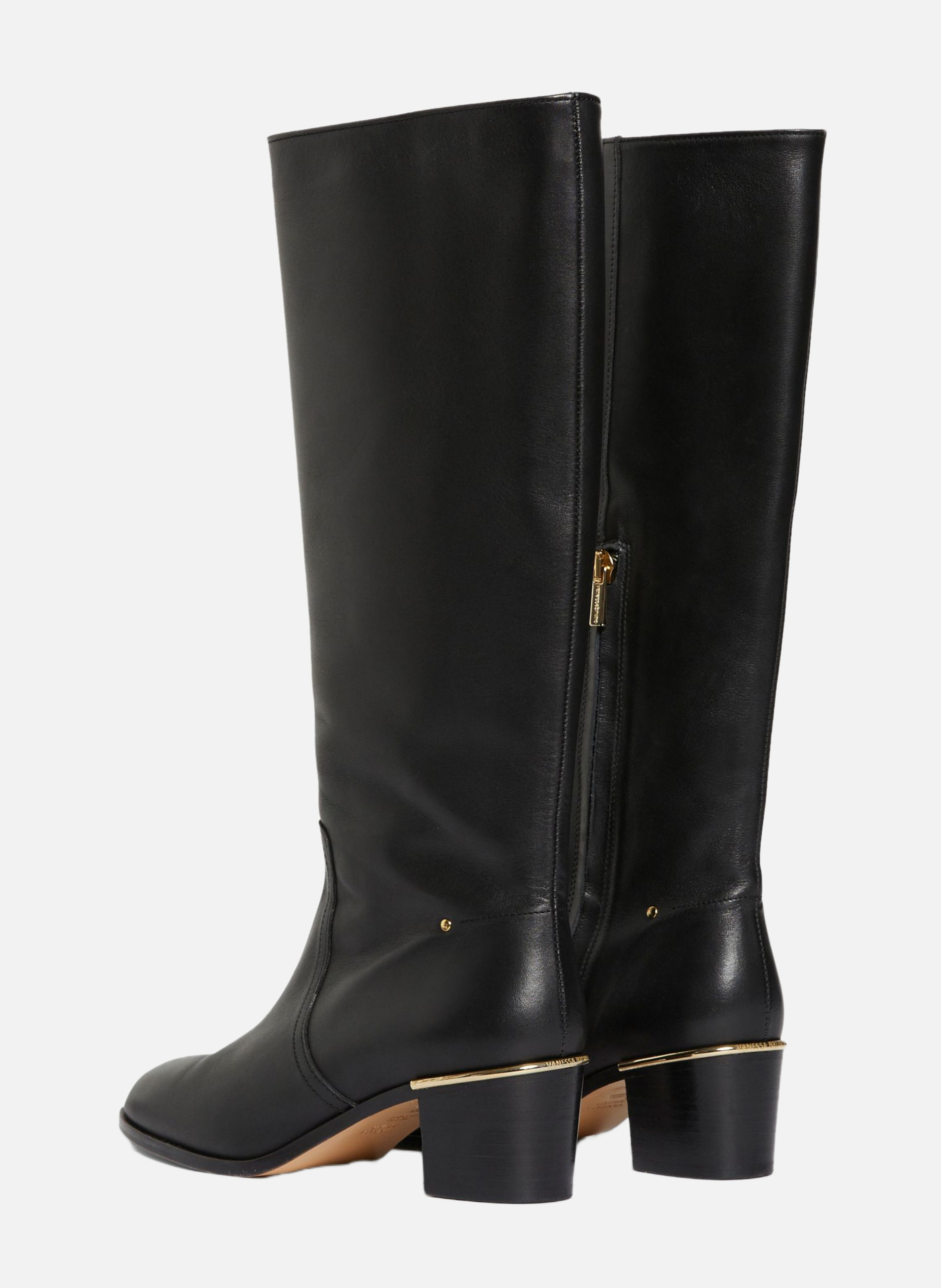 Bottes cavalière en cuir lisse VANESSA BRUNO Noir