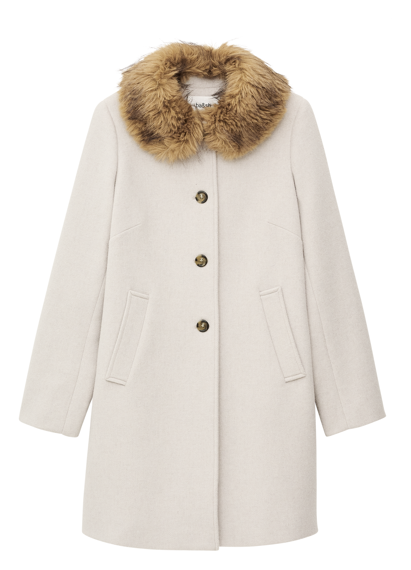 Manteau droit en laine mélangée talling BA&SH Beige