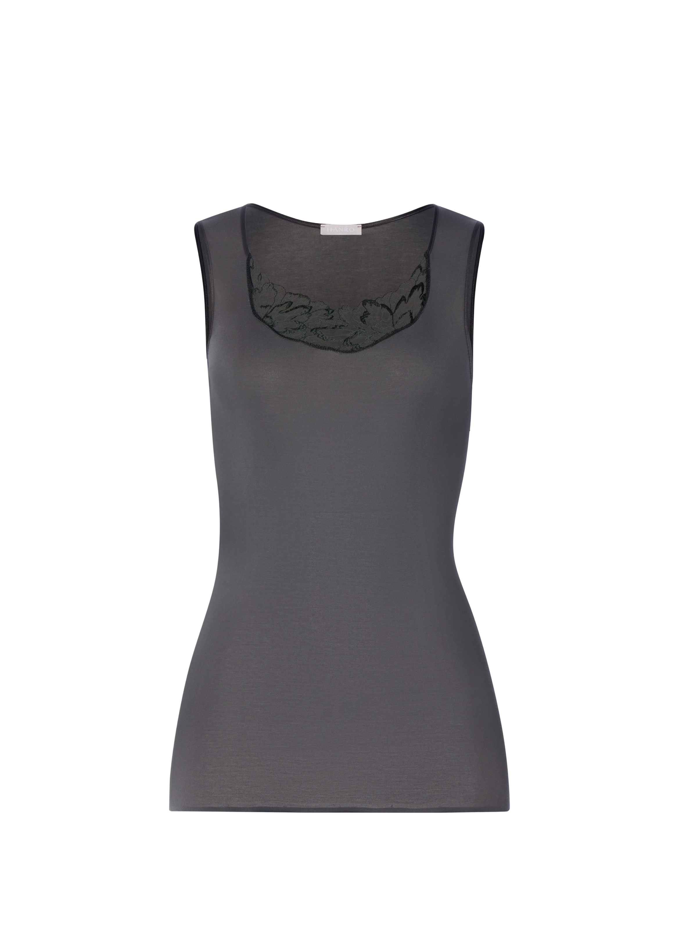 Débardeur Belen col dentelle en coton HANRO Grey