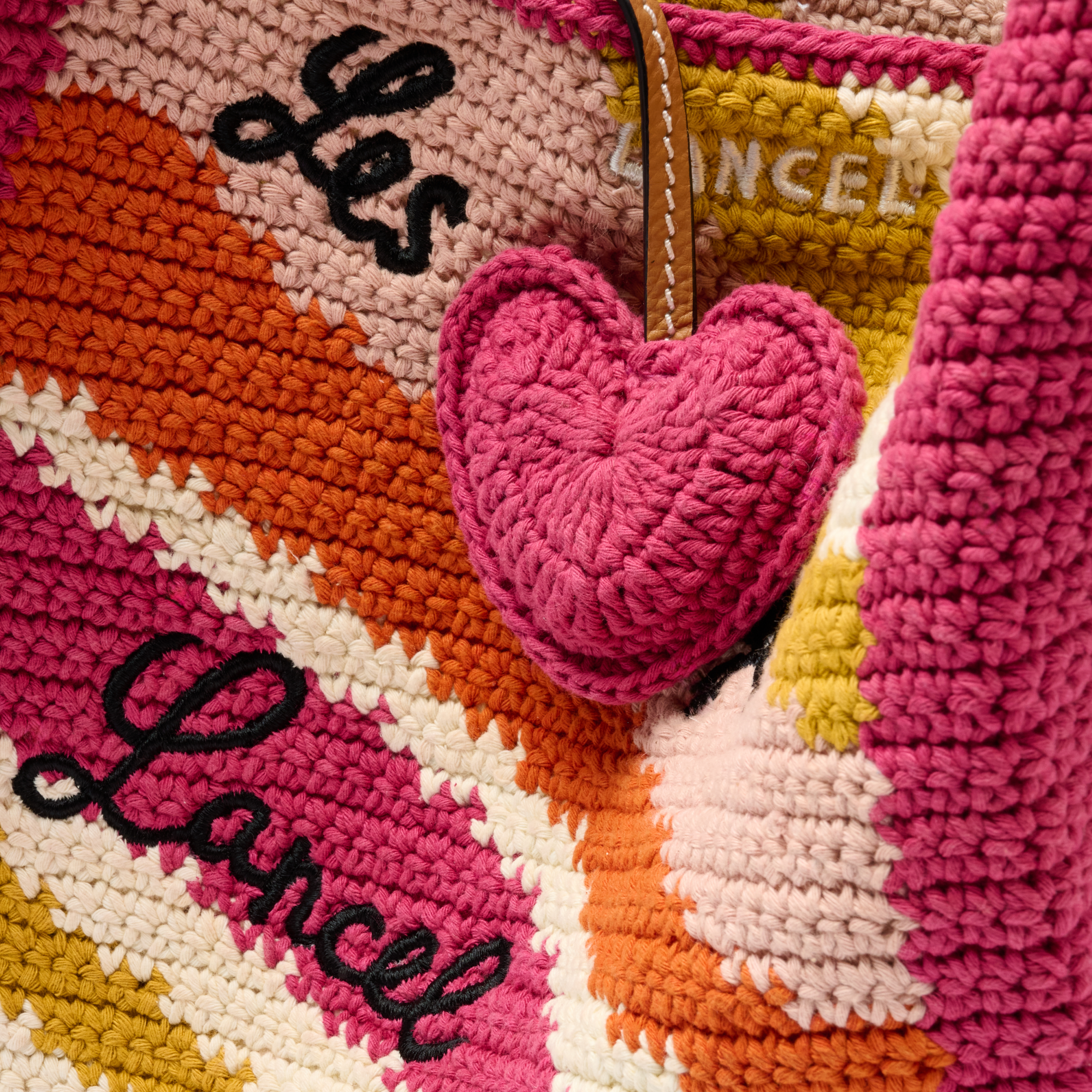 Sac shopper m summer mania de lancel en coton LANCEL Rose