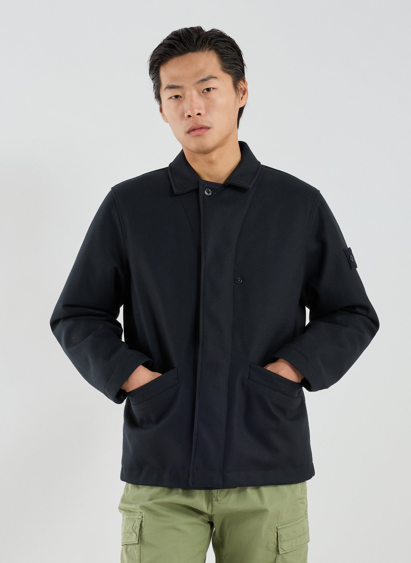 STONE ISLAND Flannel blazer jacket - Ghost Collection Blue