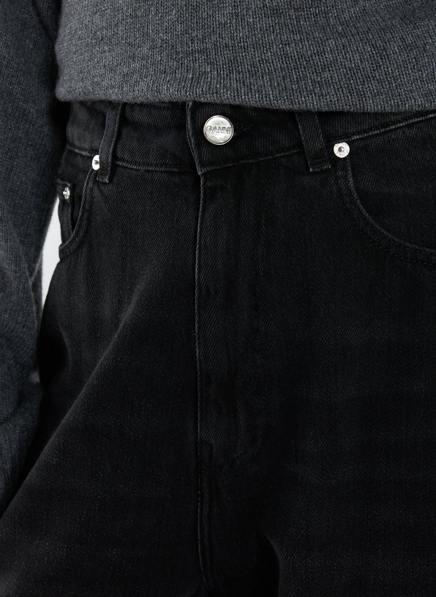 Wide cotton jeans  GANNI Black