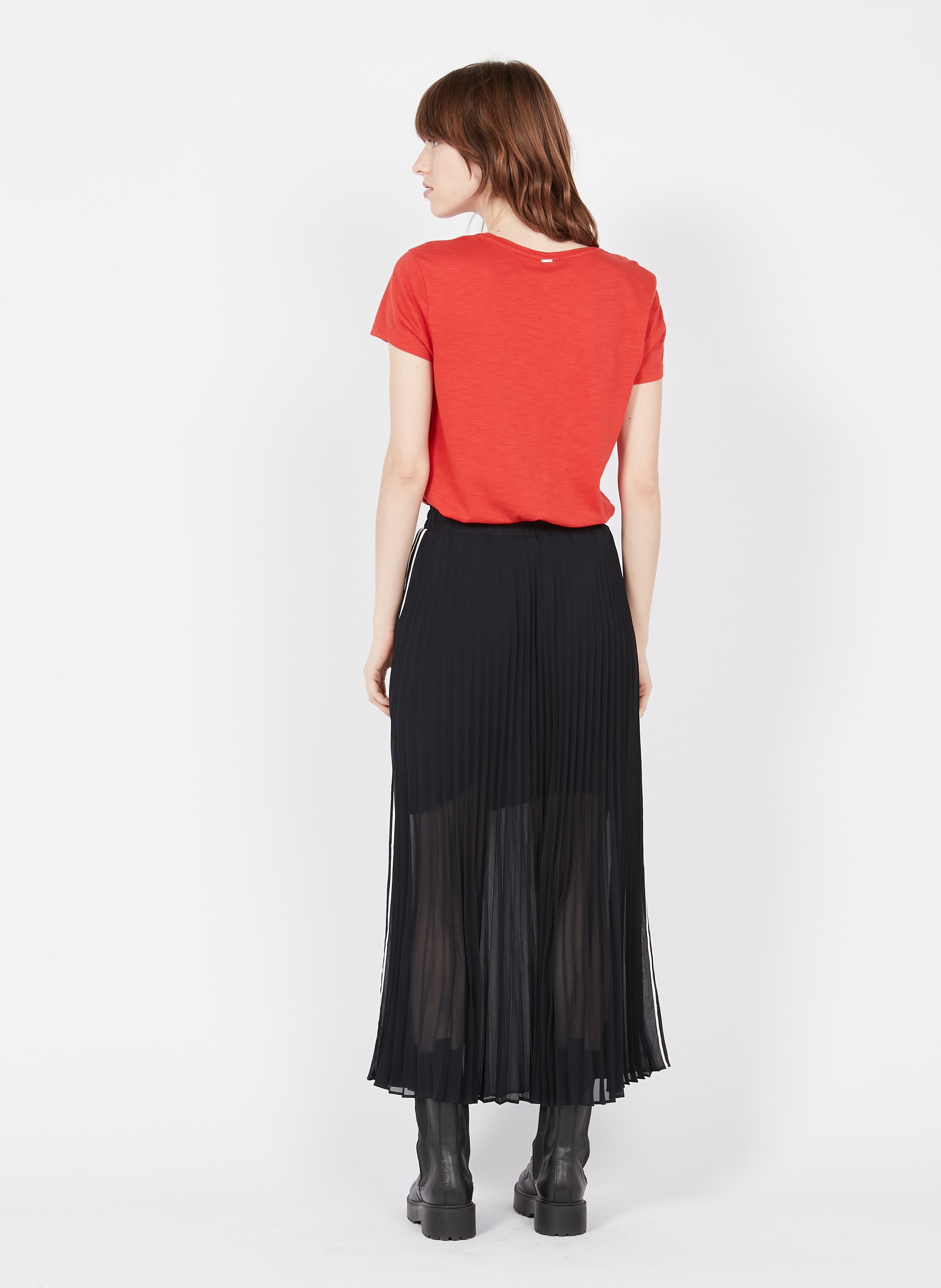 Jupe longue plissée en crêpe IKKS Bleu