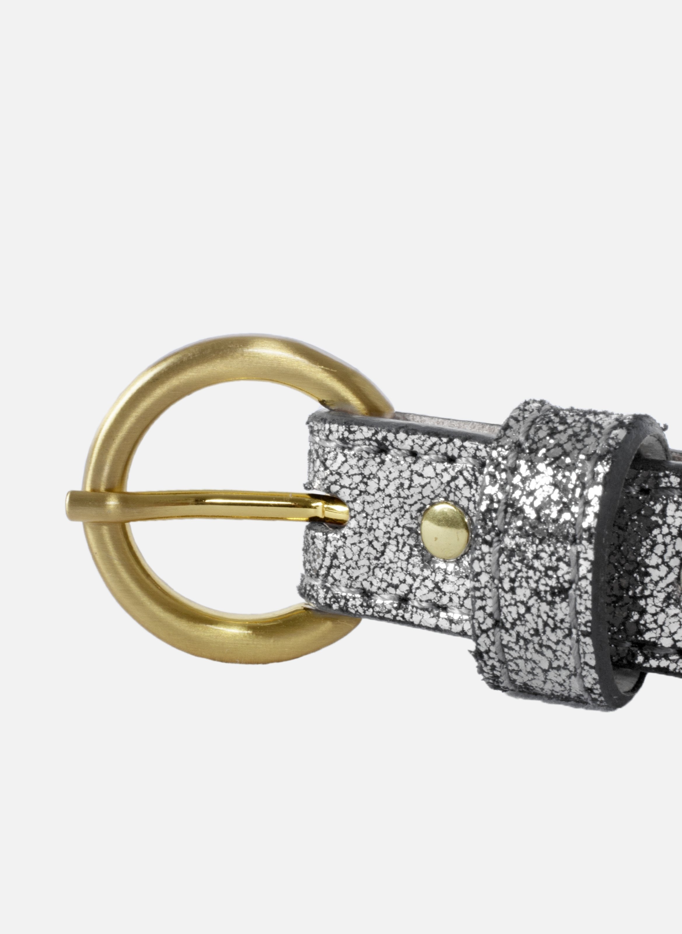 Ceinture boucle d'or cuir argenté JULES & JENN Argent