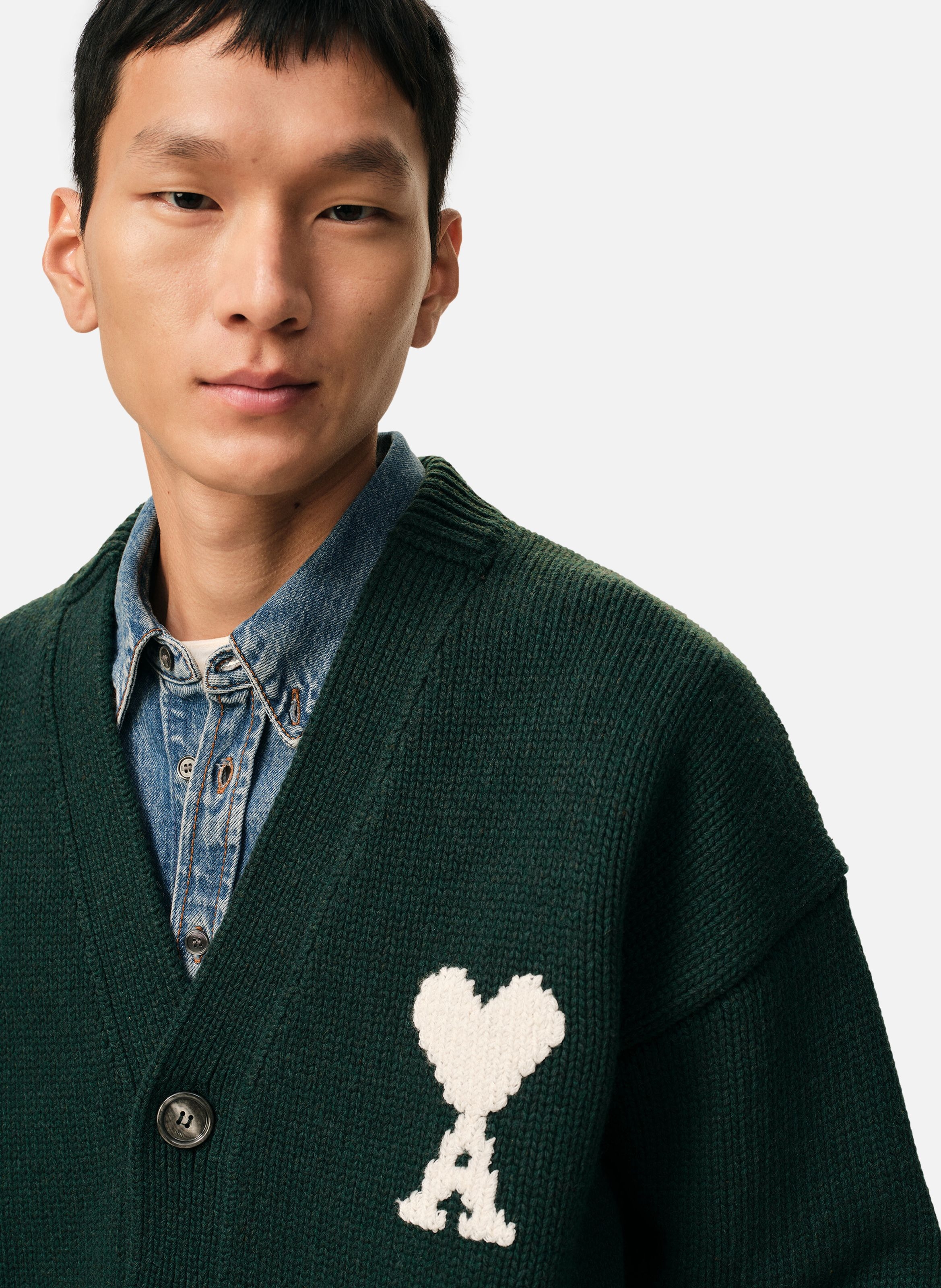 Cardigan ami de coeur unisexe en laine AMI PARIS Vert