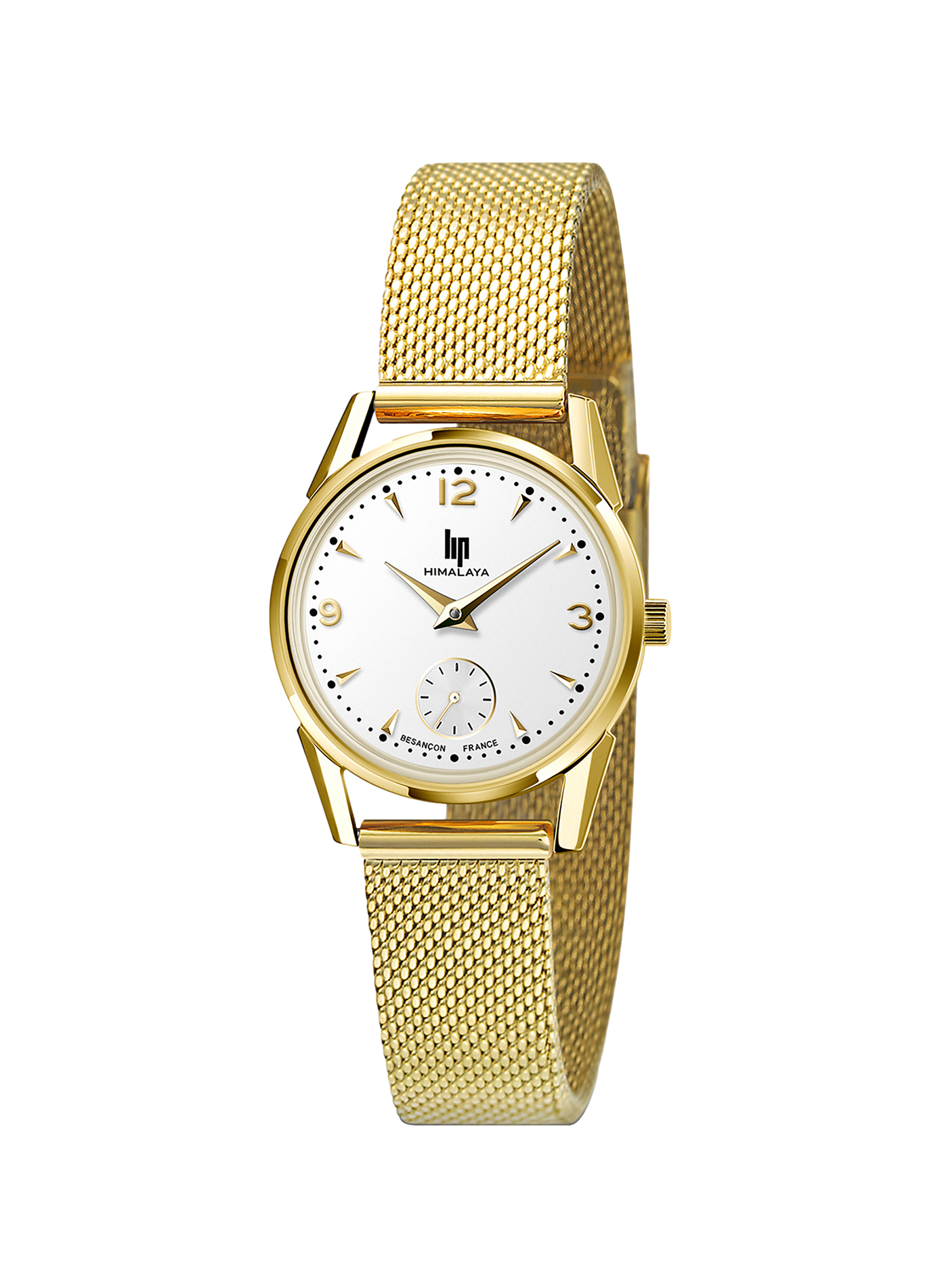 Montre ronde bracelet maille milanaise LIP Blanc