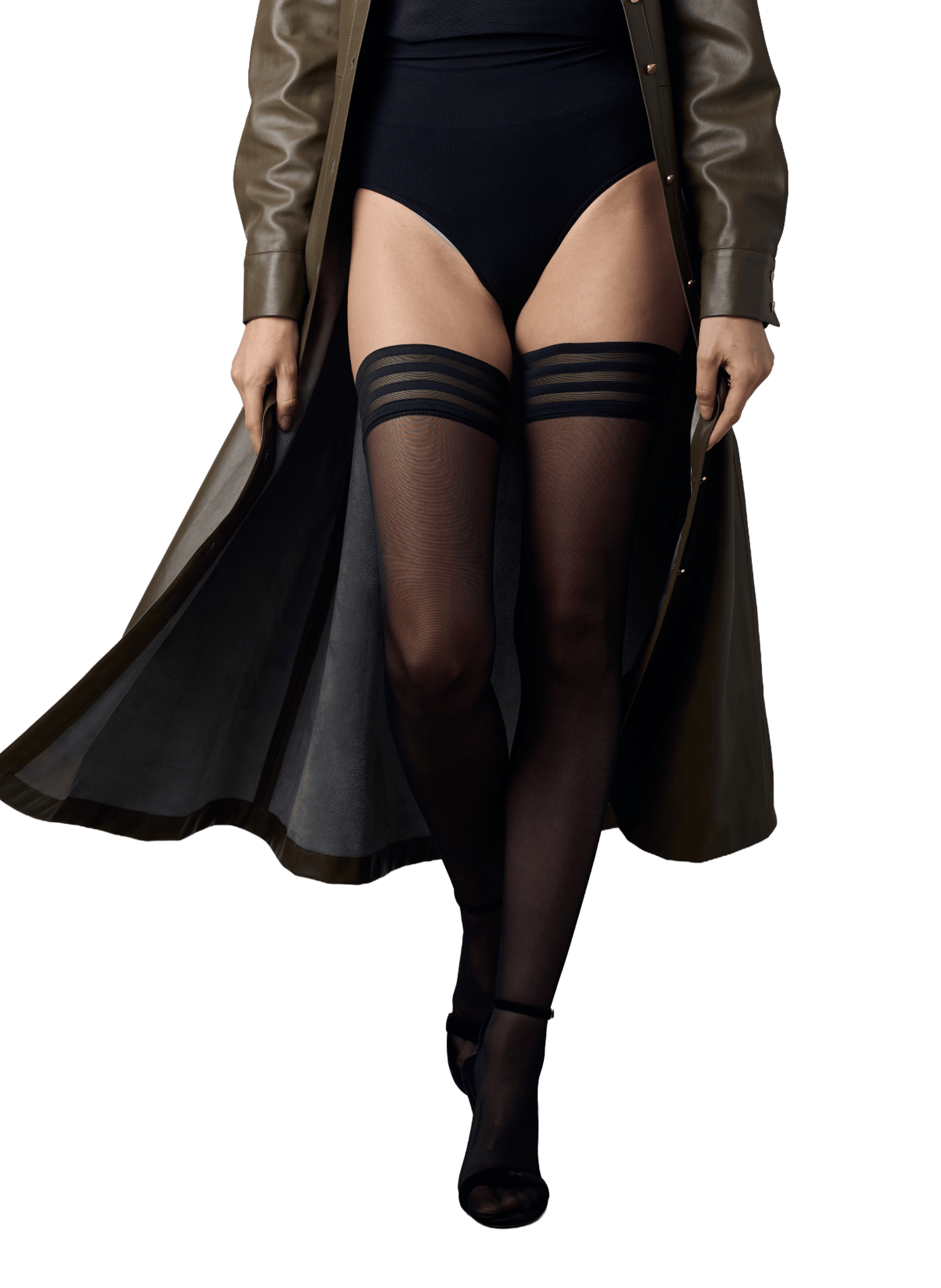 Satin Finish Sheer Crop Top 20D TRANSPARENT SATINE 20 Noir